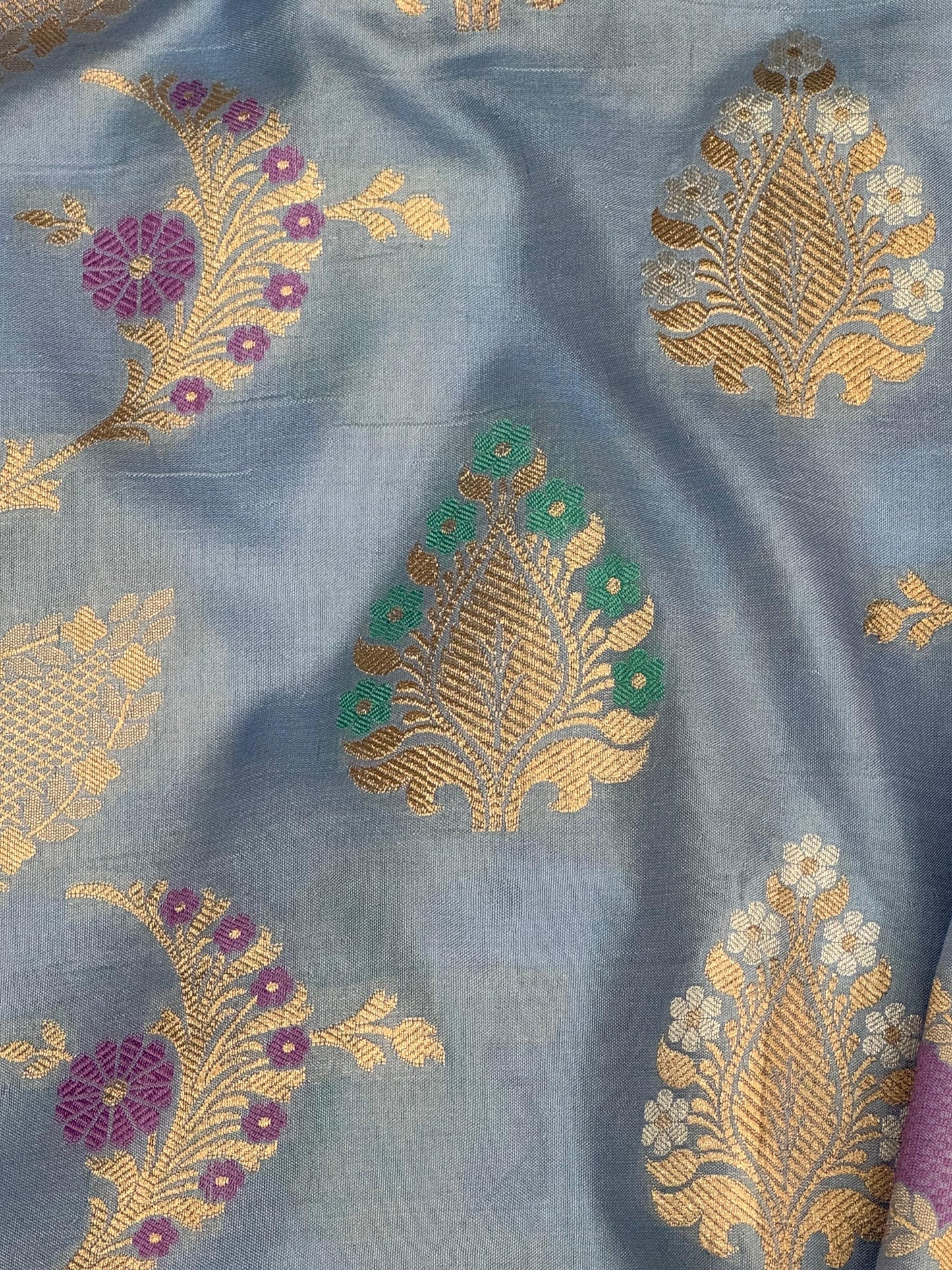 Pure Katan Silk Brocade Meenakari Saree Mint Green (Brocade Meenakshi)