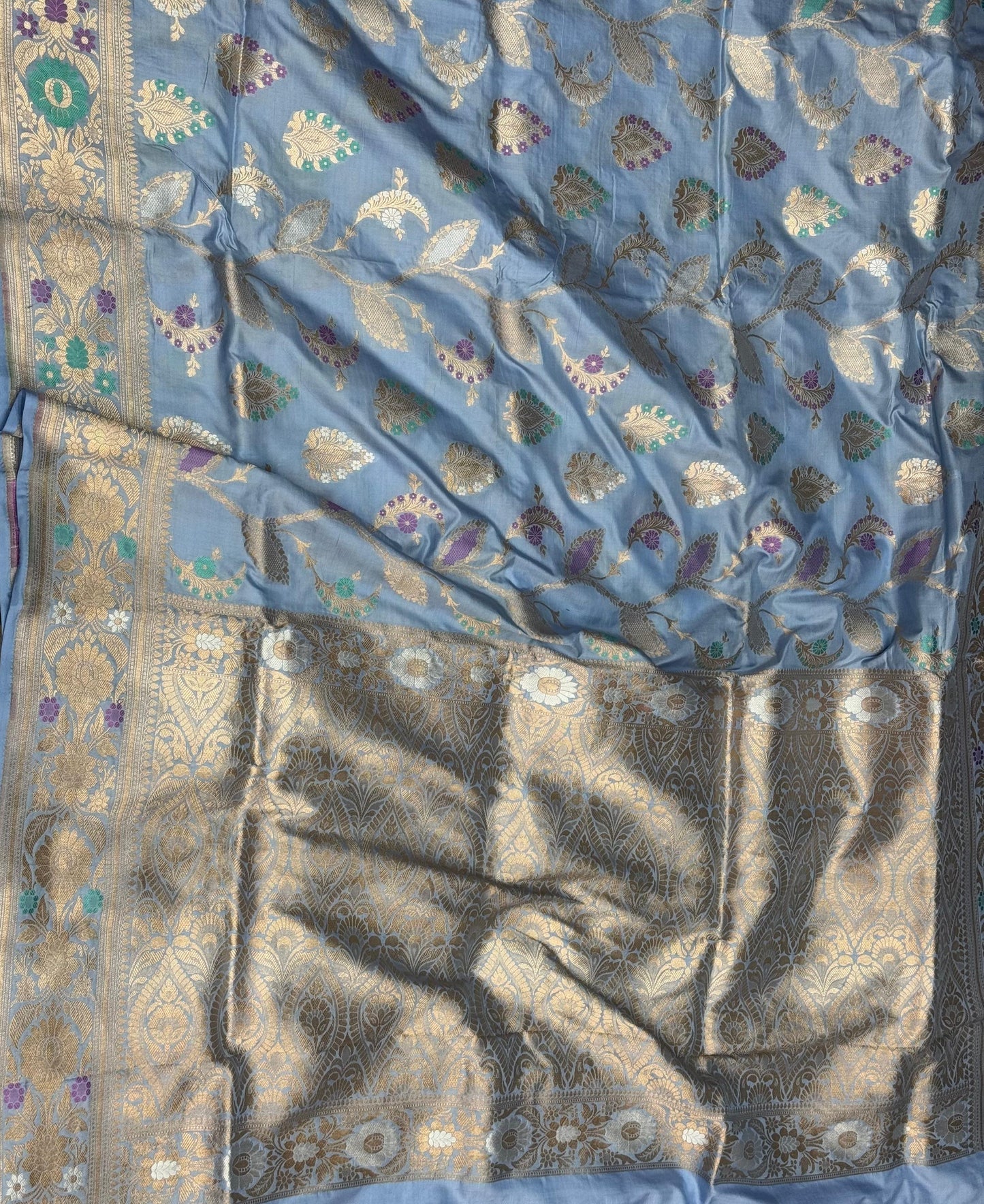 Pure Katan Silk Brocade Meenakari Saree Mint Green (Brocade Meenakshi)