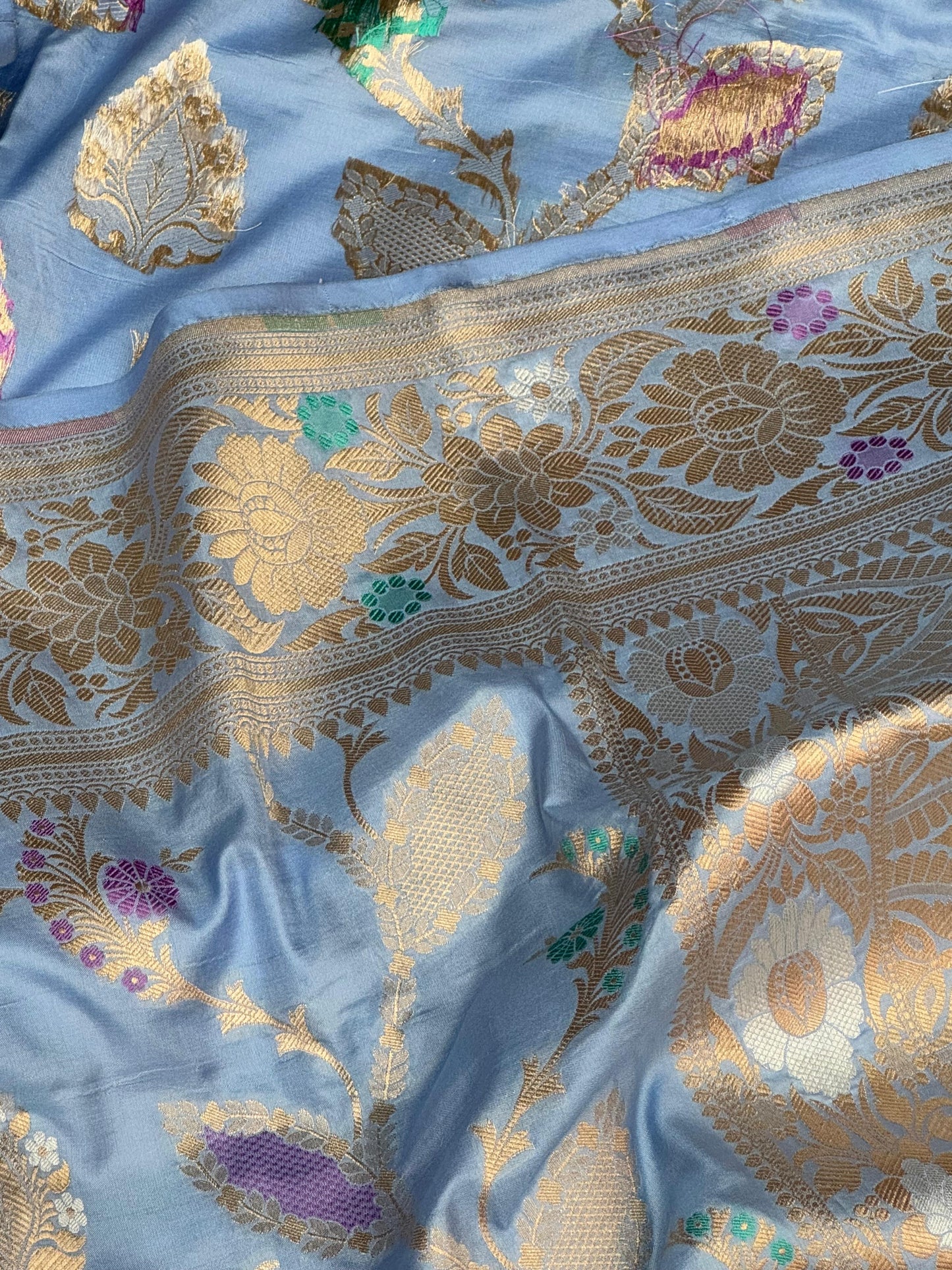 Pure Katan Silk Brocade Meenakari Saree Mint Green (Brocade Meenakshi)