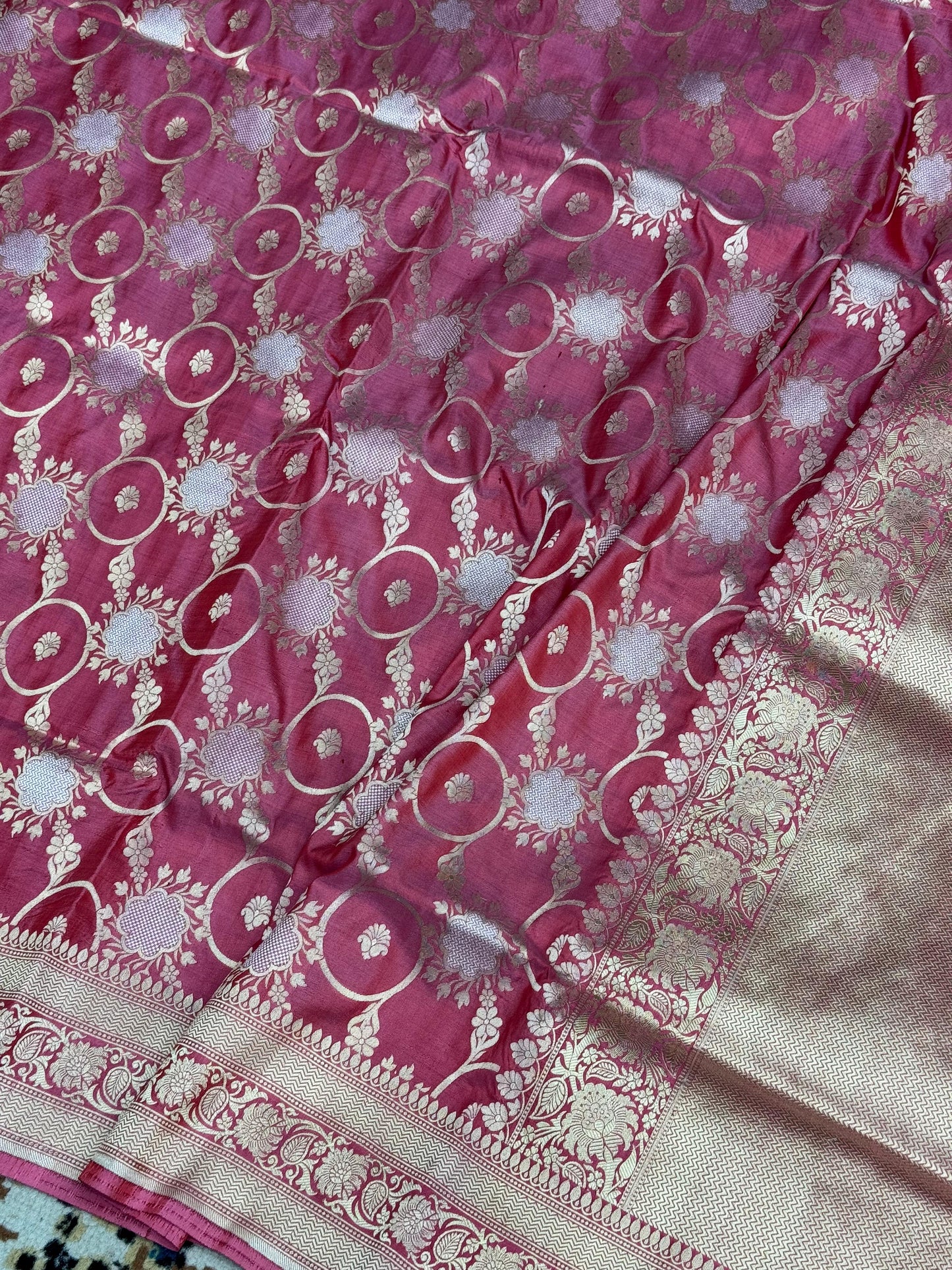 Pure Katan Silk Brocade Meenakari Saree Rose Pink (Brocade Meenakshi)