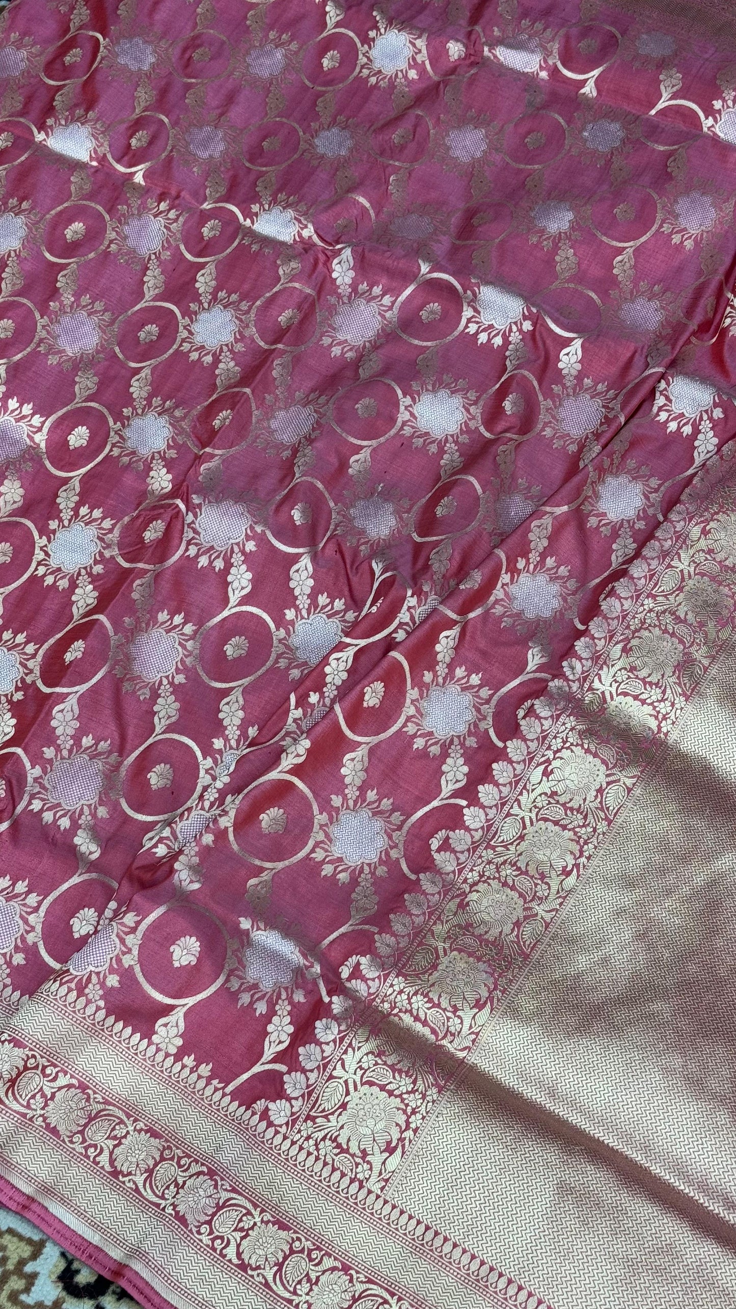 Pure Katan Silk Brocade Meenakari Saree Rose Pink (Brocade Meenakshi)