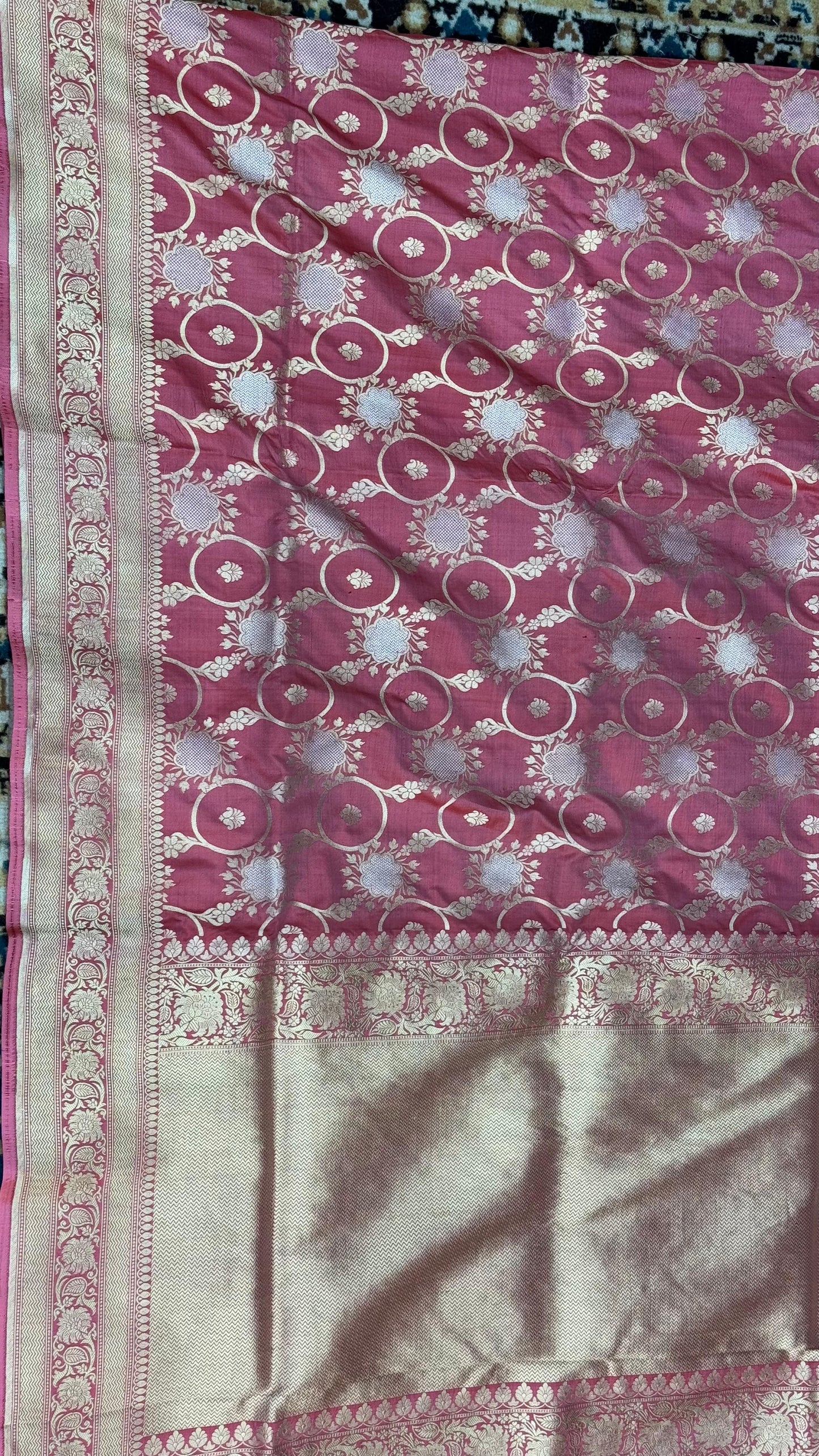 Pure Katan Silk Brocade Meenakari Saree Rose Pink (Brocade Meenakshi)