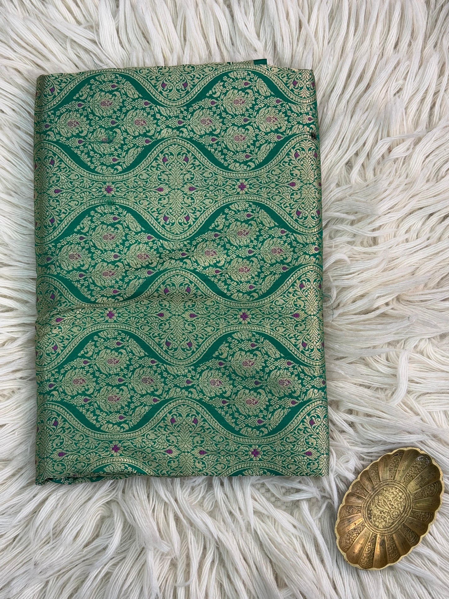 Pure Katan Silk Brocade Meenakari Saree Embrald Green (Brocade Meenakshi)