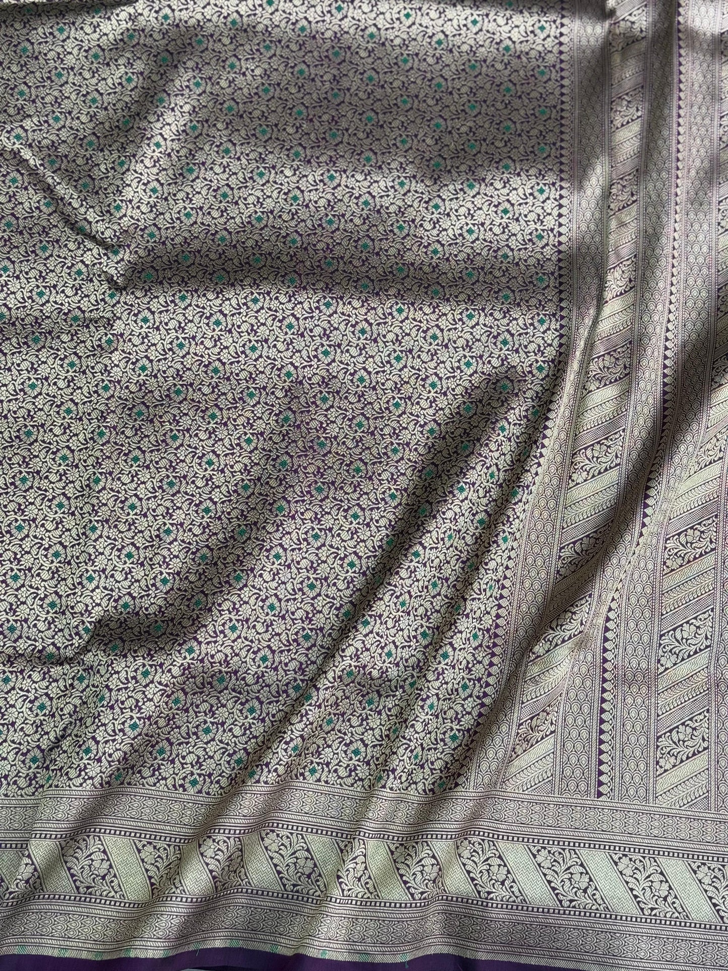 Pure Katan Silk Brocade Meenakari Saree Deep Plum Purple (Brocade Meenakshi)