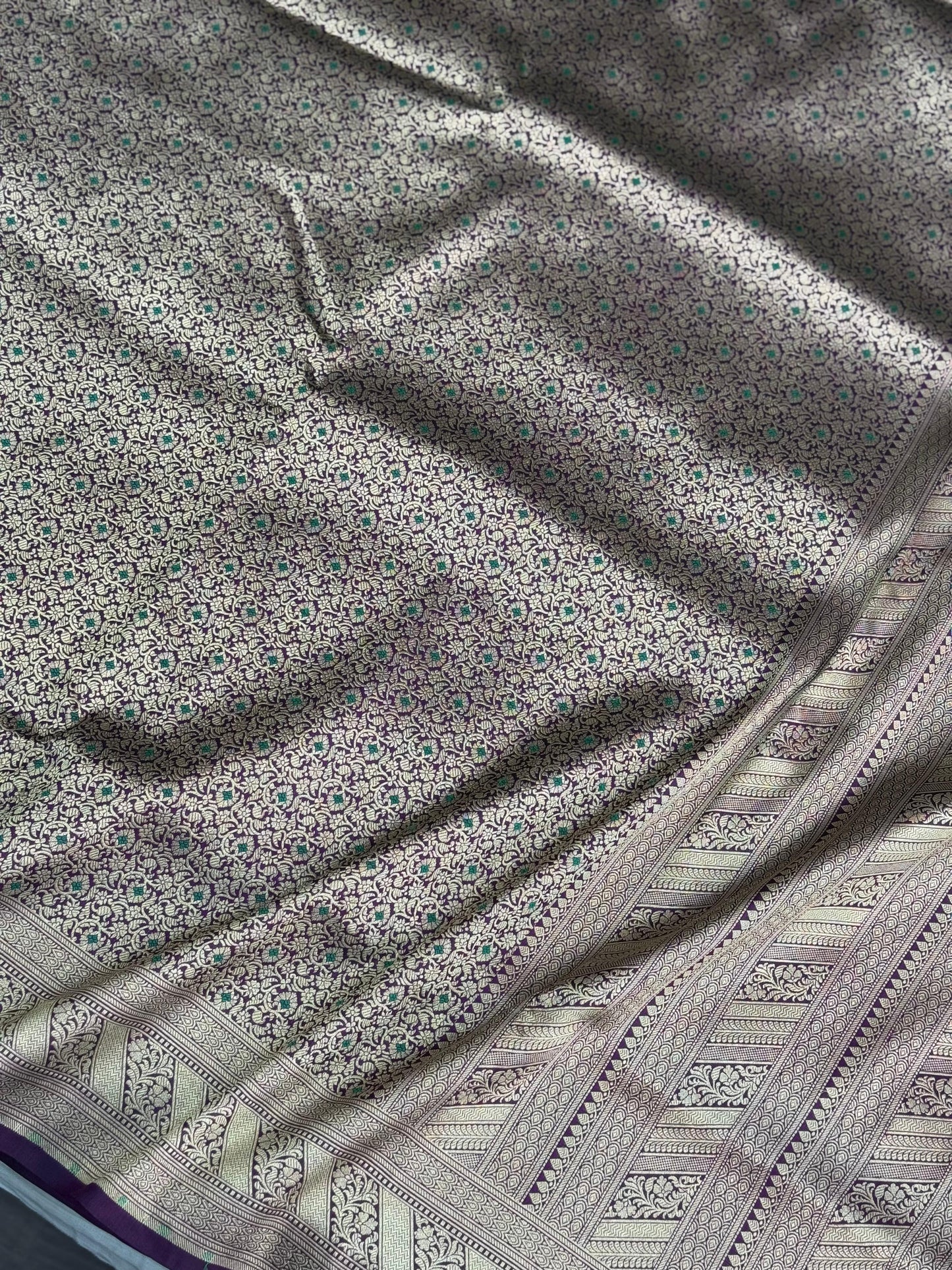 Pure Katan Silk Brocade Meenakari Saree Deep Plum Purple (Brocade Meenakshi)