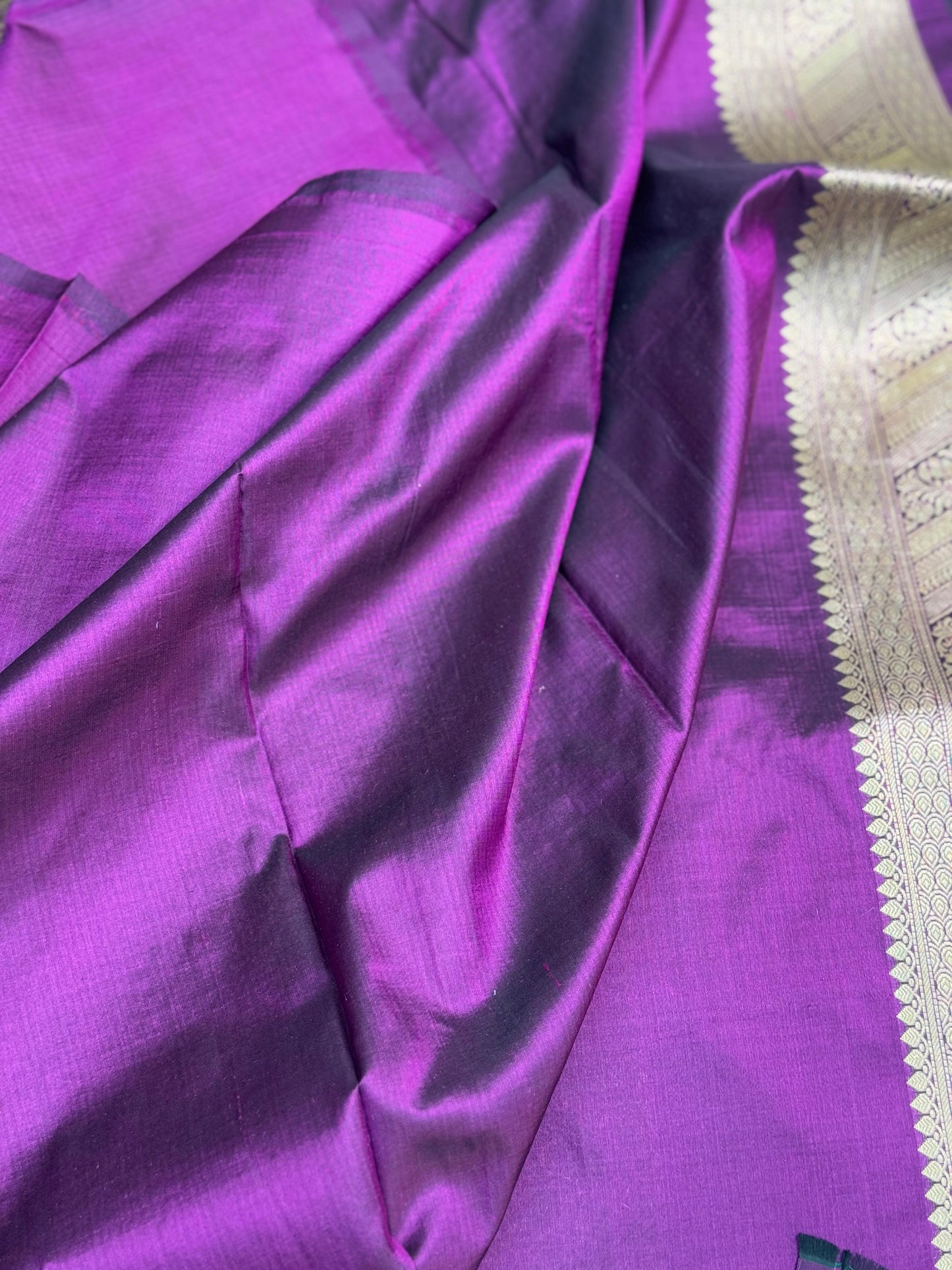 Pure Katan Silk Brocade Meenakari Saree Deep Plum Purple (Brocade Meenakshi)