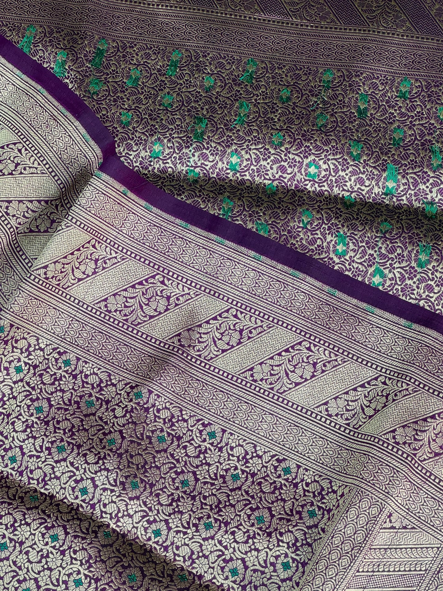Pure Katan Silk Brocade Meenakari Saree Deep Plum Purple (Brocade Meenakshi)