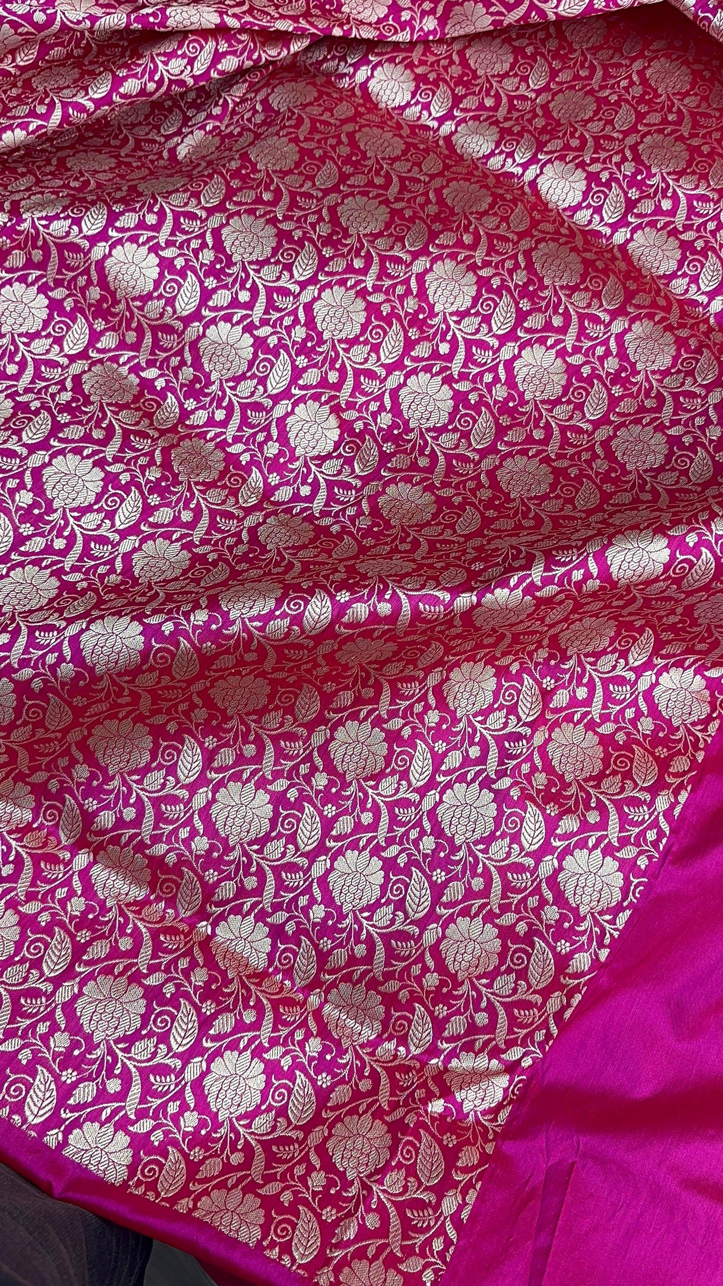 Pure Katan Jaal Zari Meena Saree Magenta (Noor-e-Nazaaka)