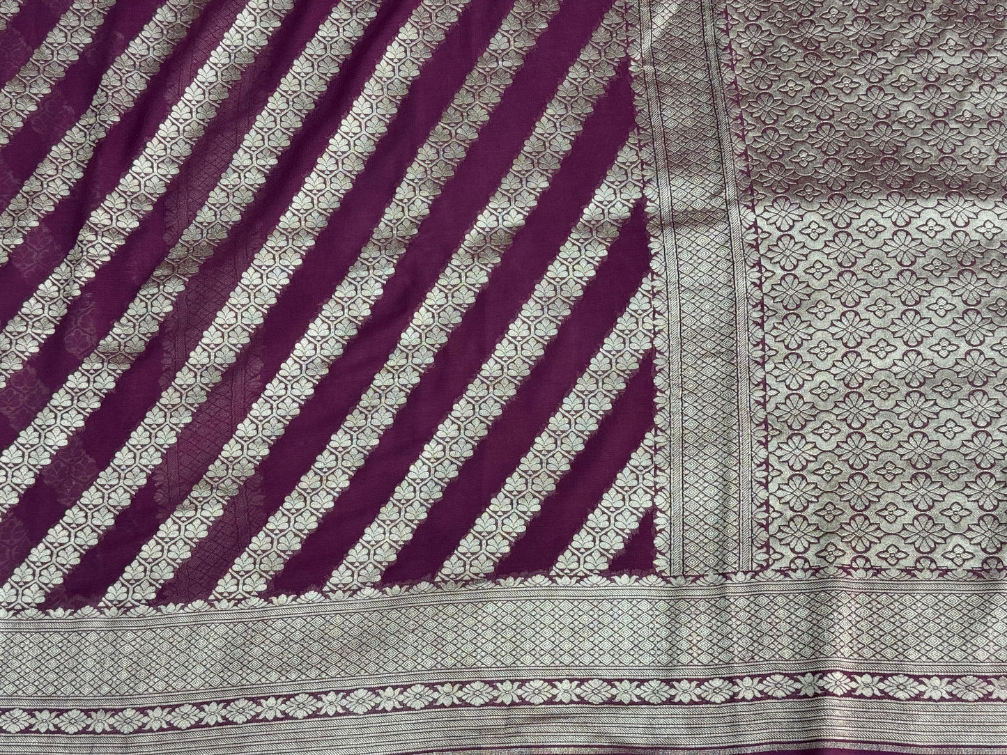 Pure Khaddi Georgette Saree in Royal Plum (Shabnami)