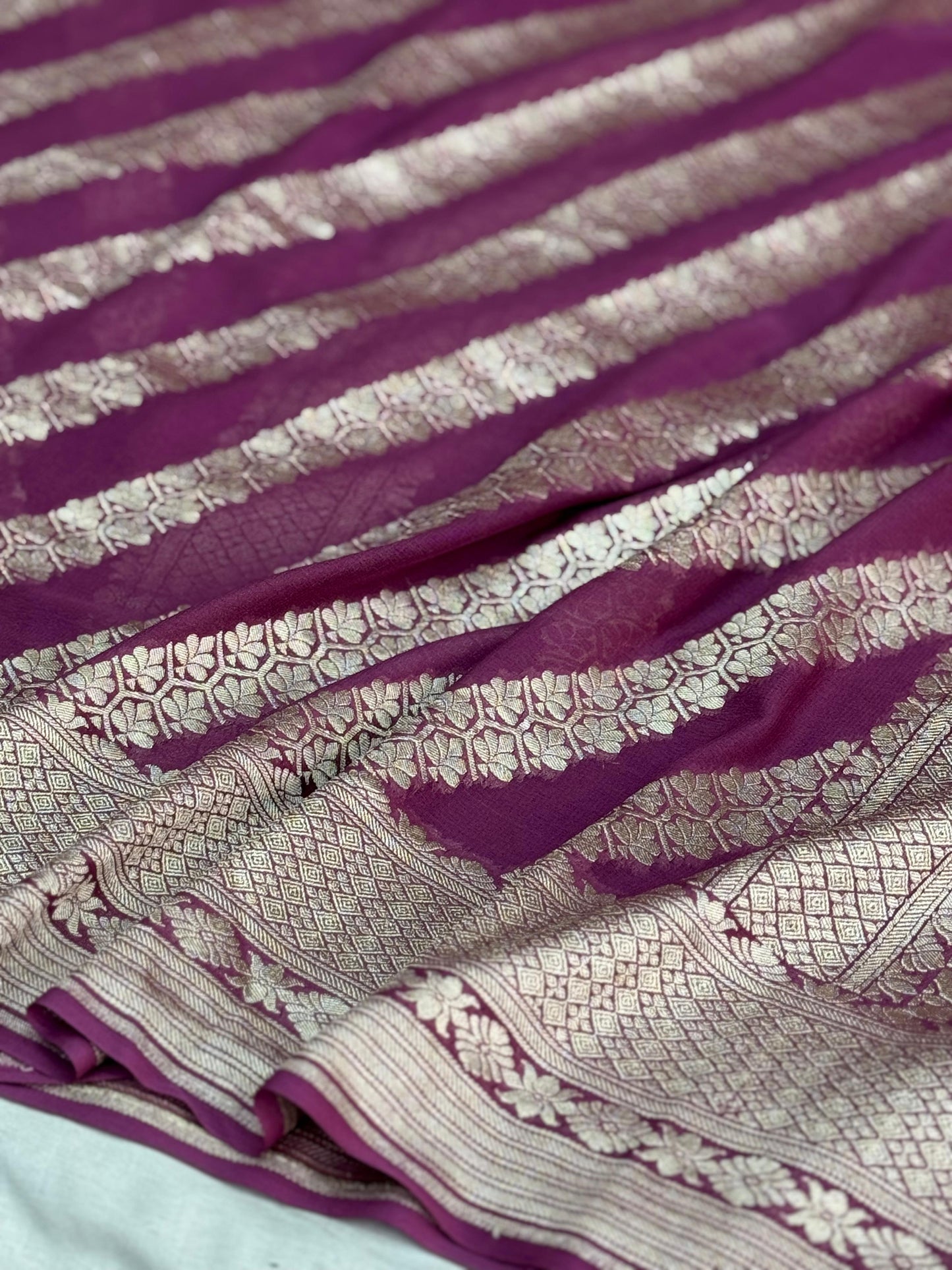 Pure Khaddi Georgette Saree in Royal Plum (Shabnami)
