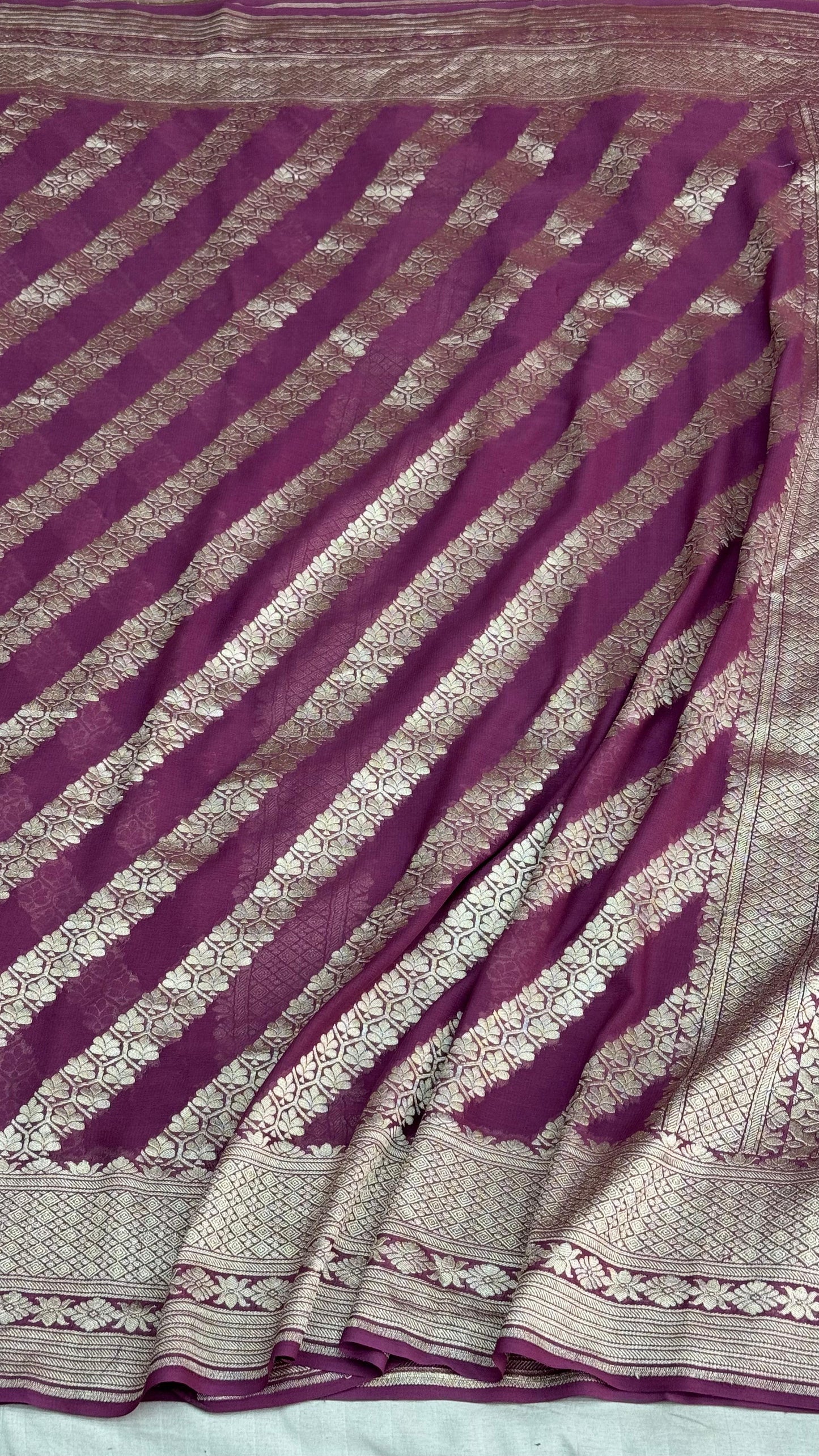Pure Khaddi Georgette Saree in Royal Plum (Shabnami)