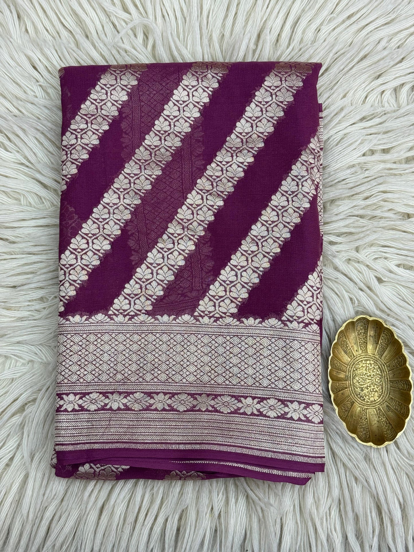 Pure Khaddi Georgette Saree in Royal Plum (Shabnami)