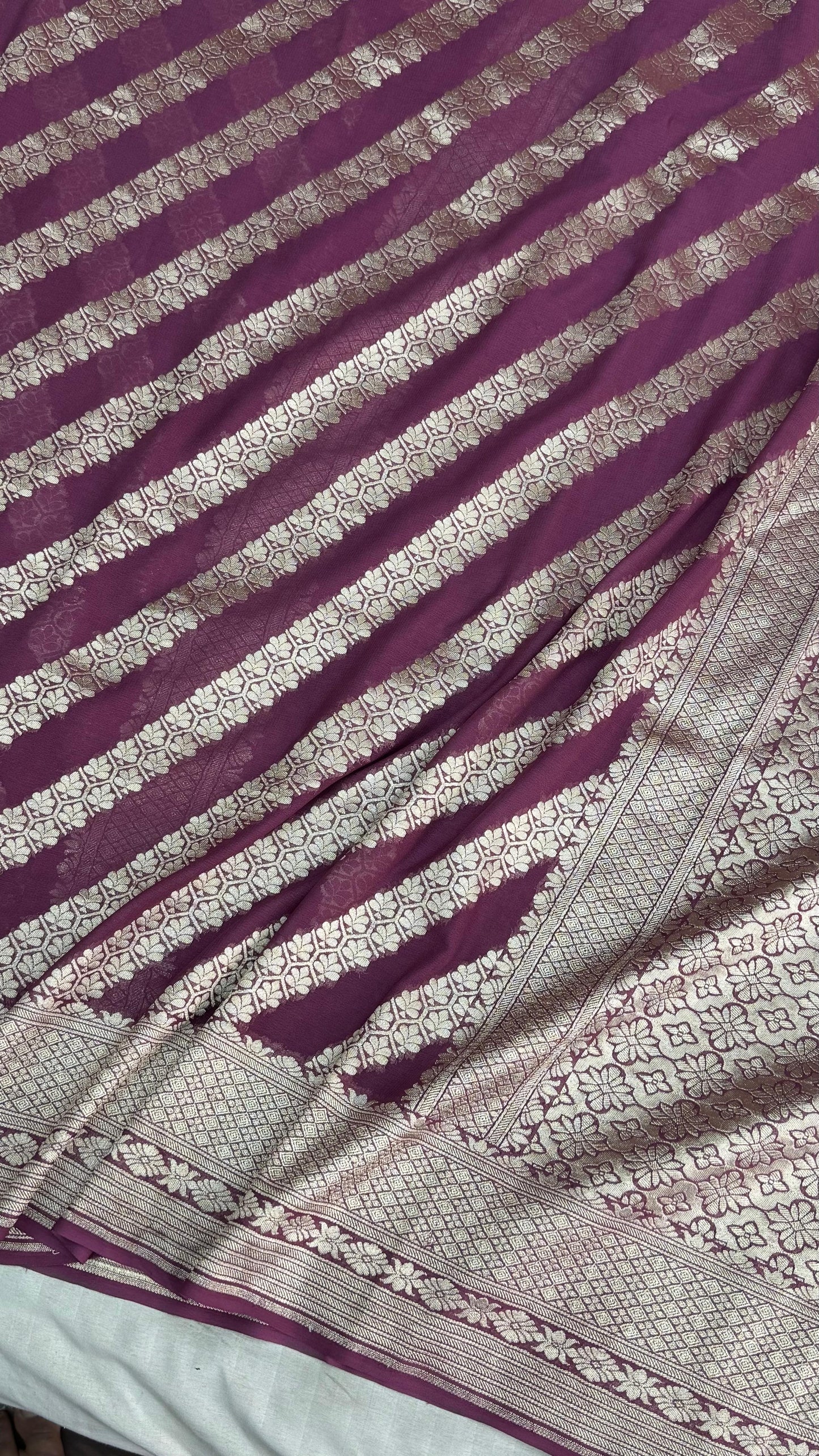 Pure Khaddi Georgette Saree in Royal Plum (Shabnami)