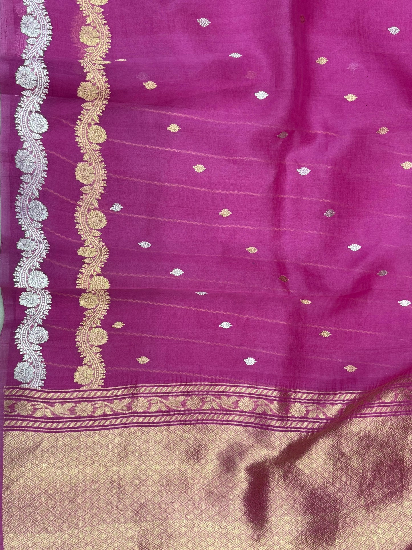 Pure Raw Mango Handloom Saree Deep Magenta (Resham Aam)