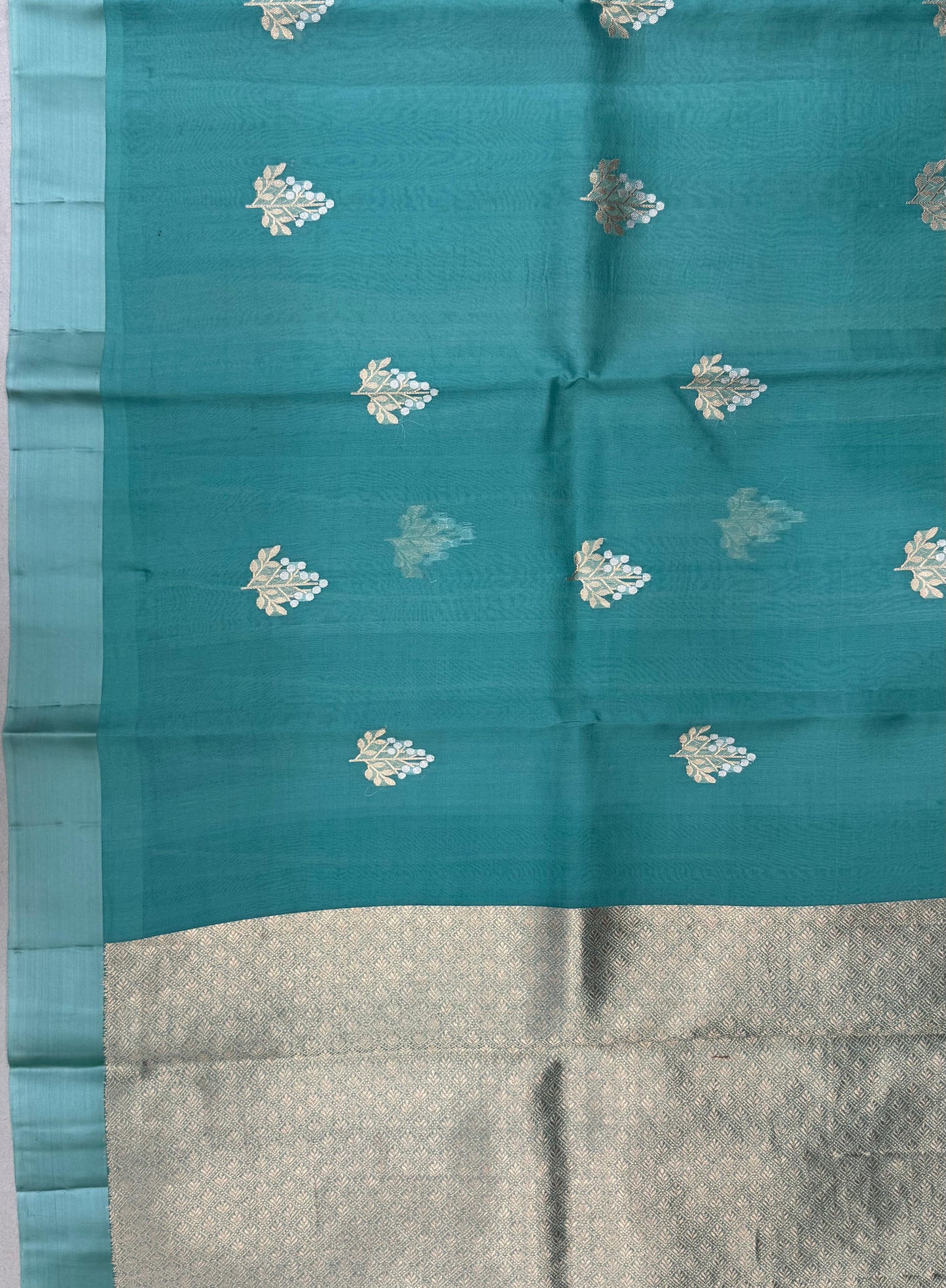 Pure Raw Mango Handloom Saree Cyan Blue (Resham Aam)