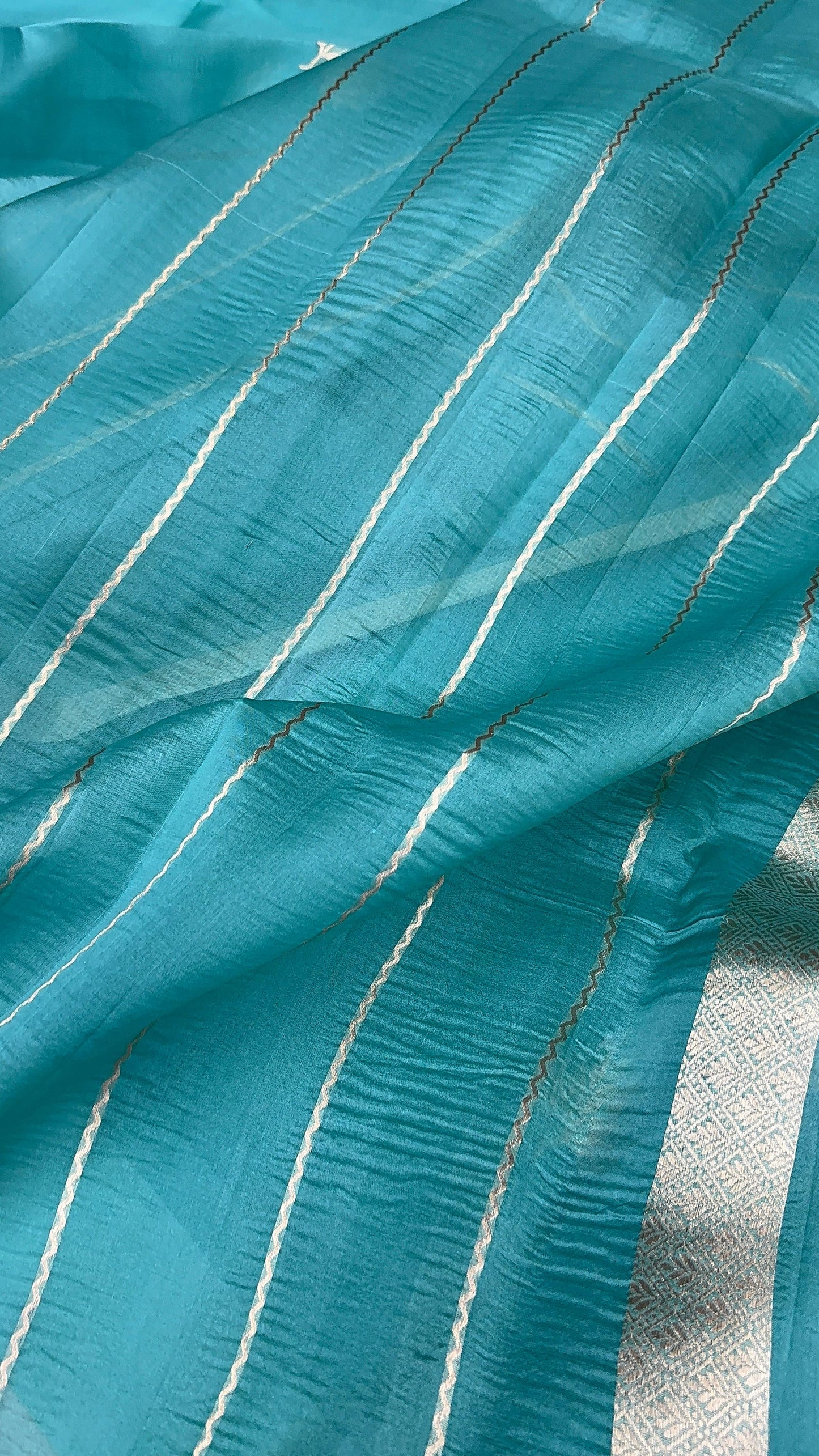 Pure Raw Mango Handloom Saree Cyan Blue (Resham Aam)