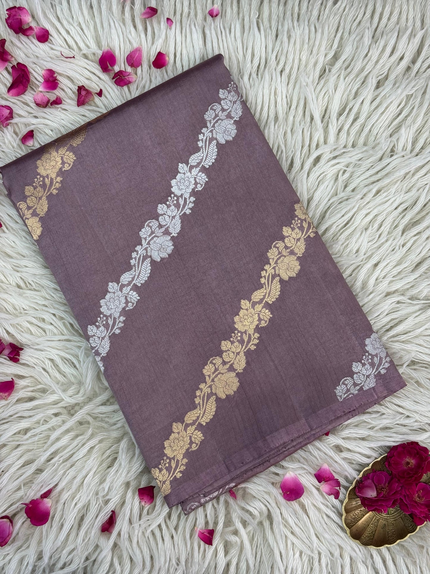 Pure Raw Mango Handloom Saree Mauve (Resham Aam)