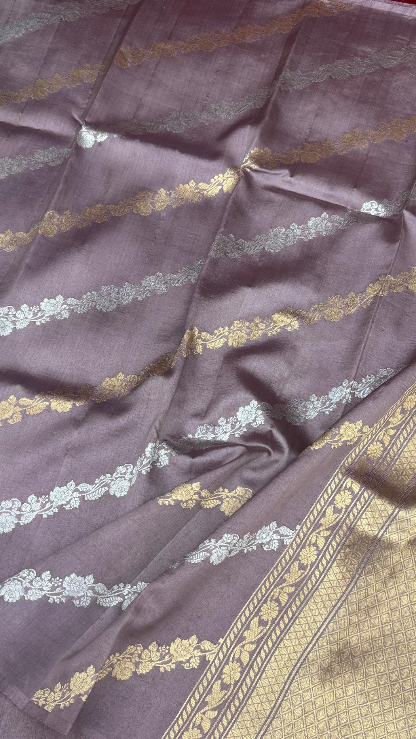 Pure Raw Mango Handloom Saree Mauve (Resham Aam)