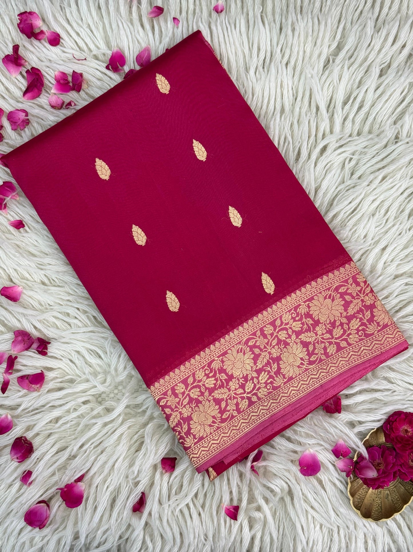 Pure Raw Mango Handloom Saree Magenta Pink (Resham Aam)