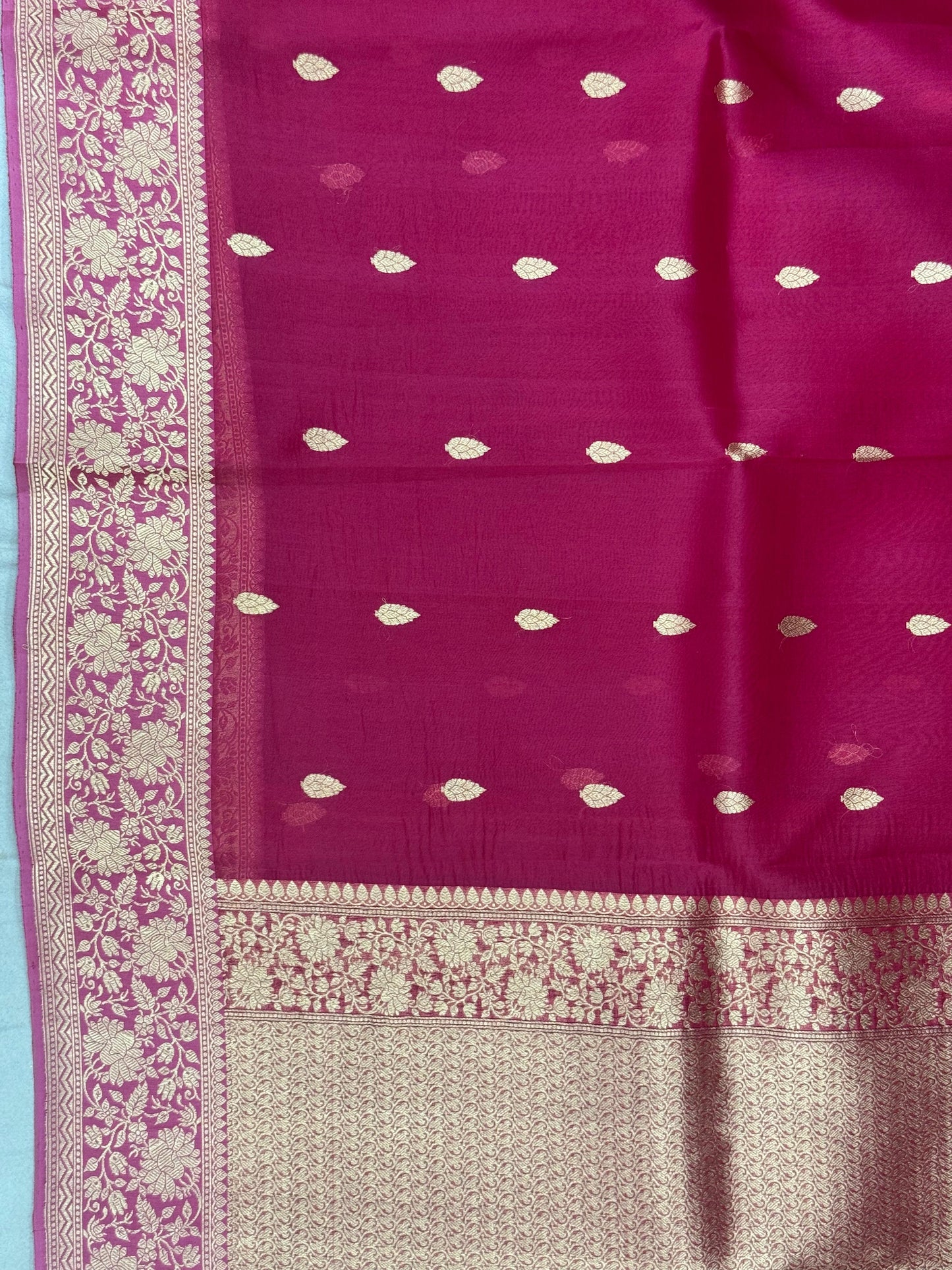 Pure Raw Mango Handloom Saree Magenta Pink (Resham Aam)