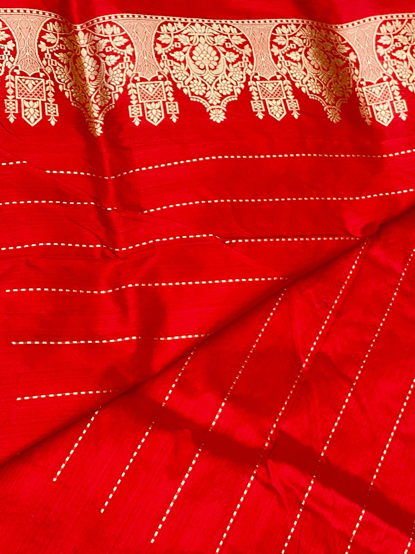 Pure Katan Meenakari Red Saree