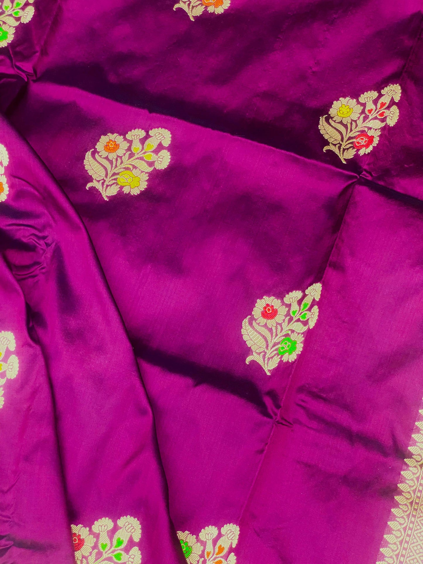 Pure Katan Meenakari purple saree