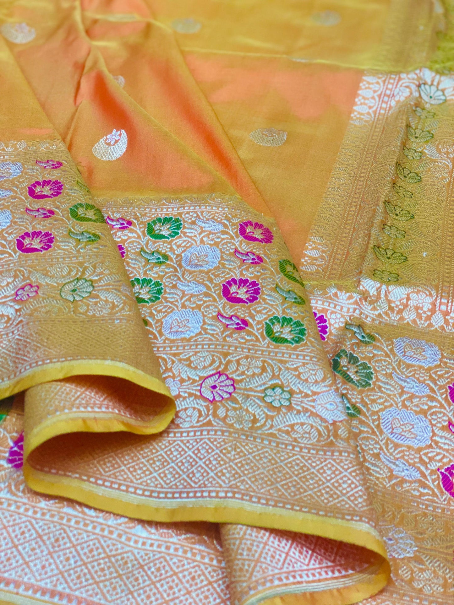 Pure Handloom Katan Saree Meenakari