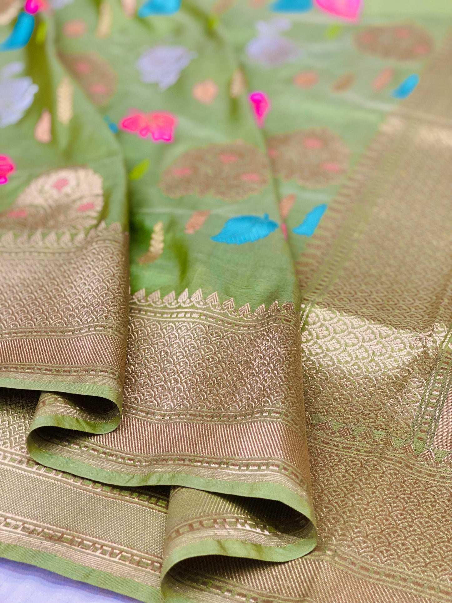 Pure katan Meenakari saree