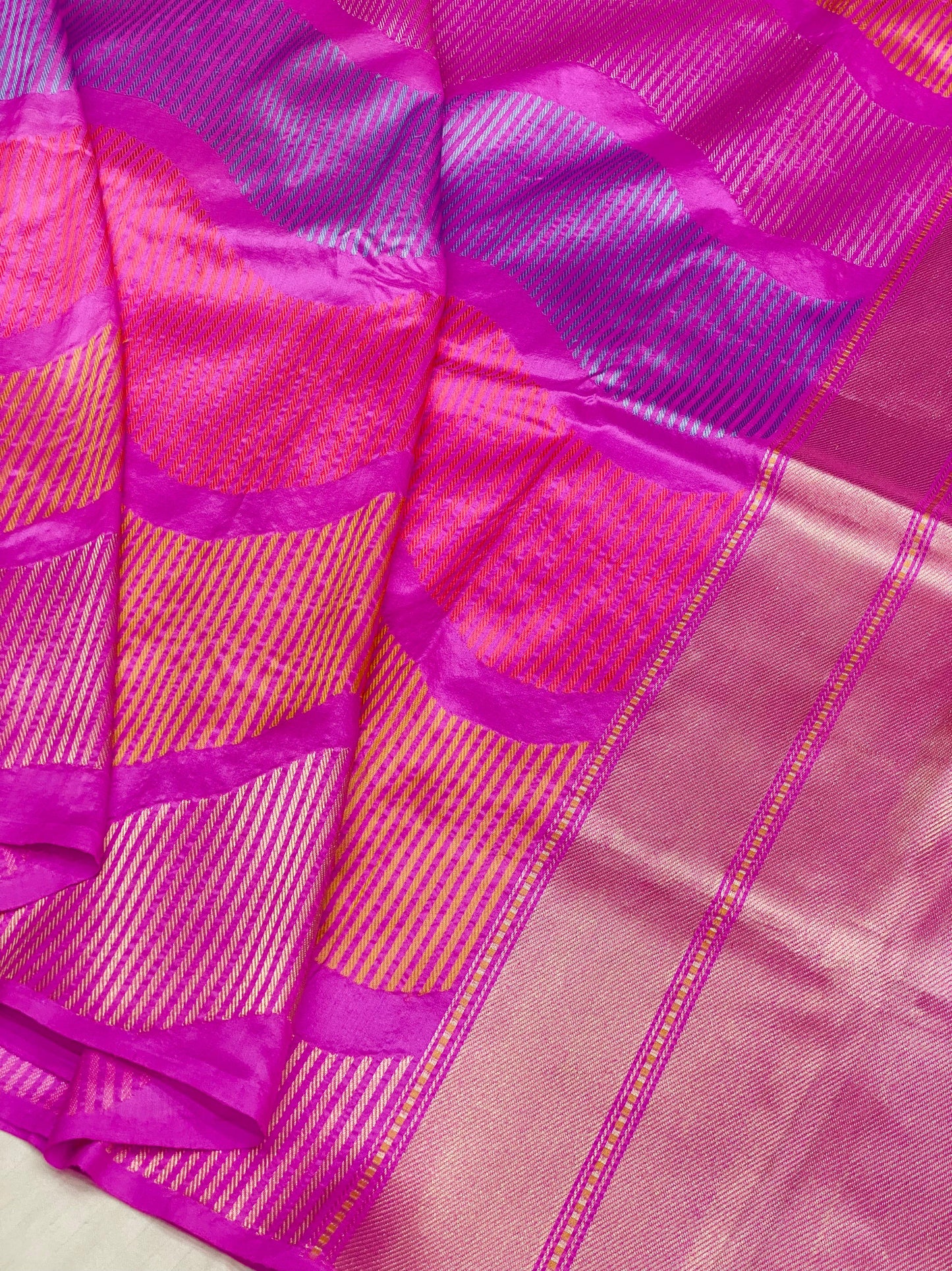 Pure Katan Stripe Rangkaat Saree