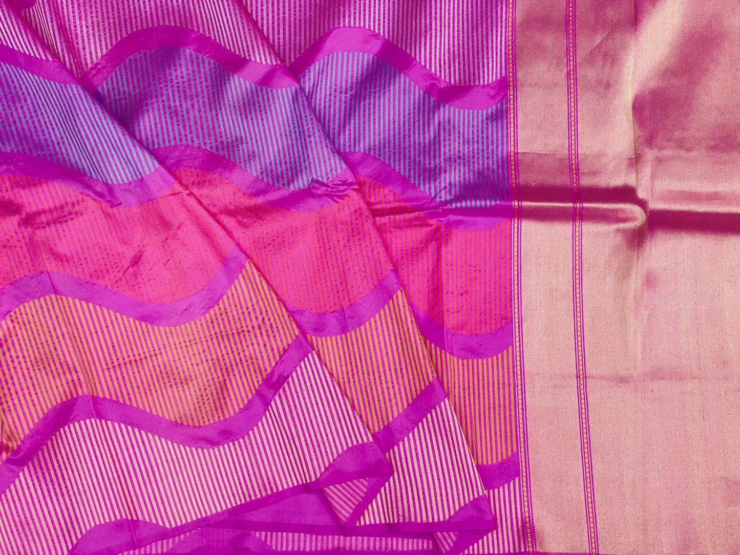Pure Katan Stripe Rangkaat Saree