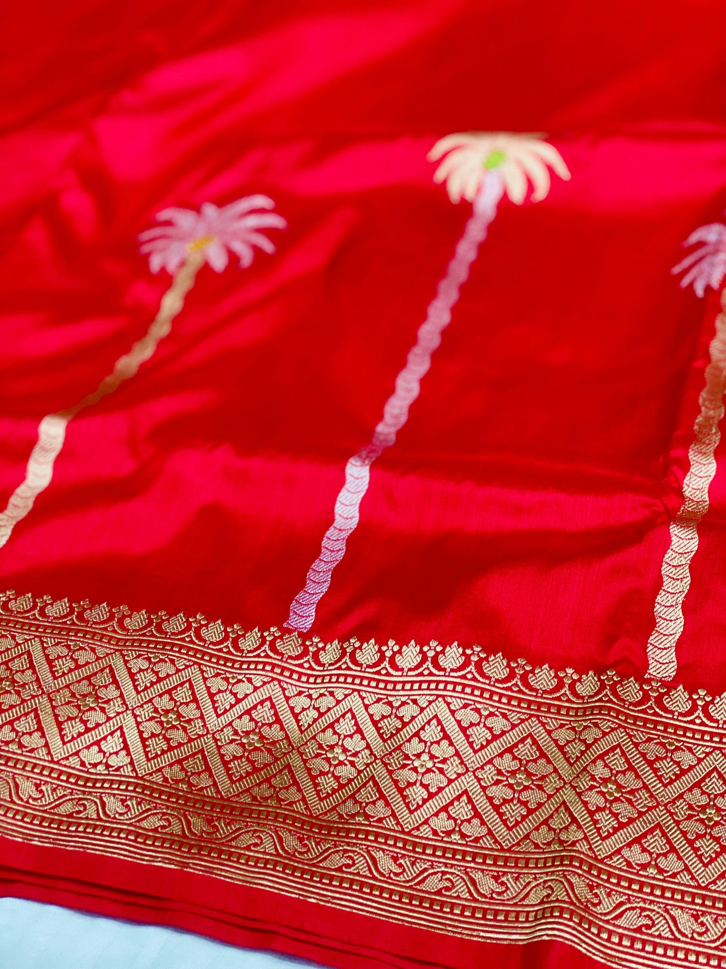 Pure Katan Handloom Saree Red