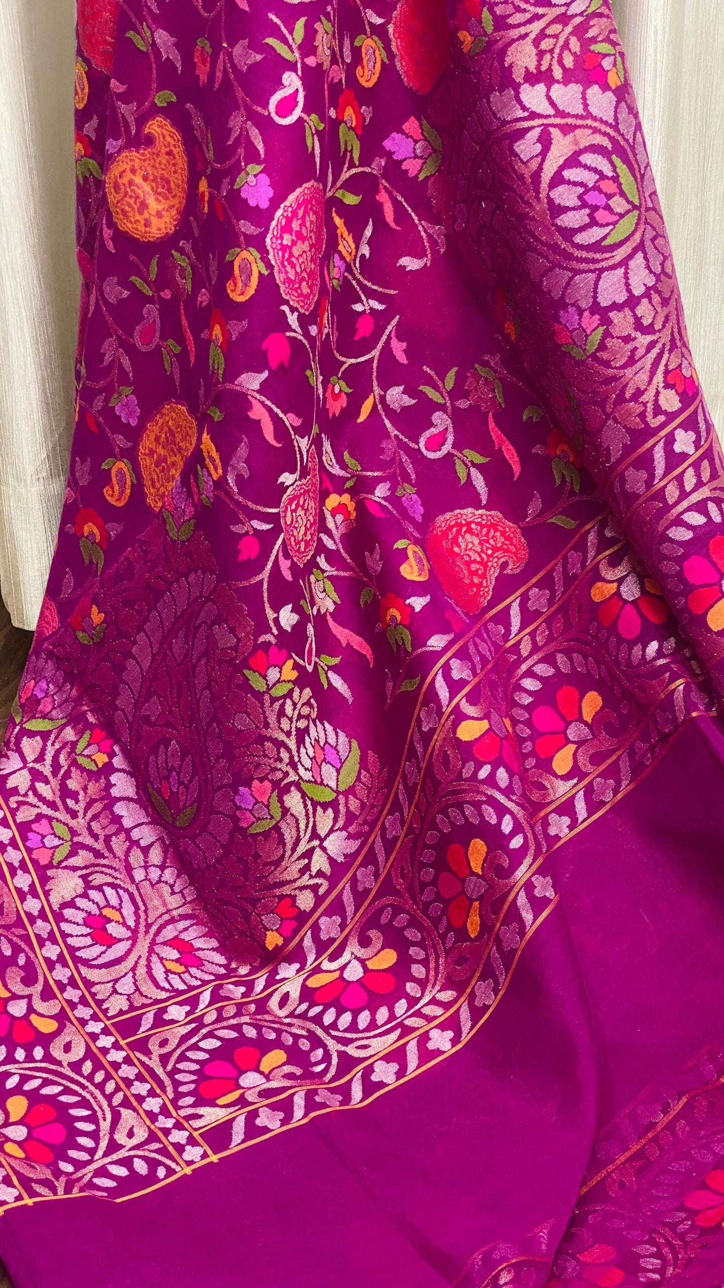 Pure Jamdani Handloom Saree Magenta (Jamdaniya)