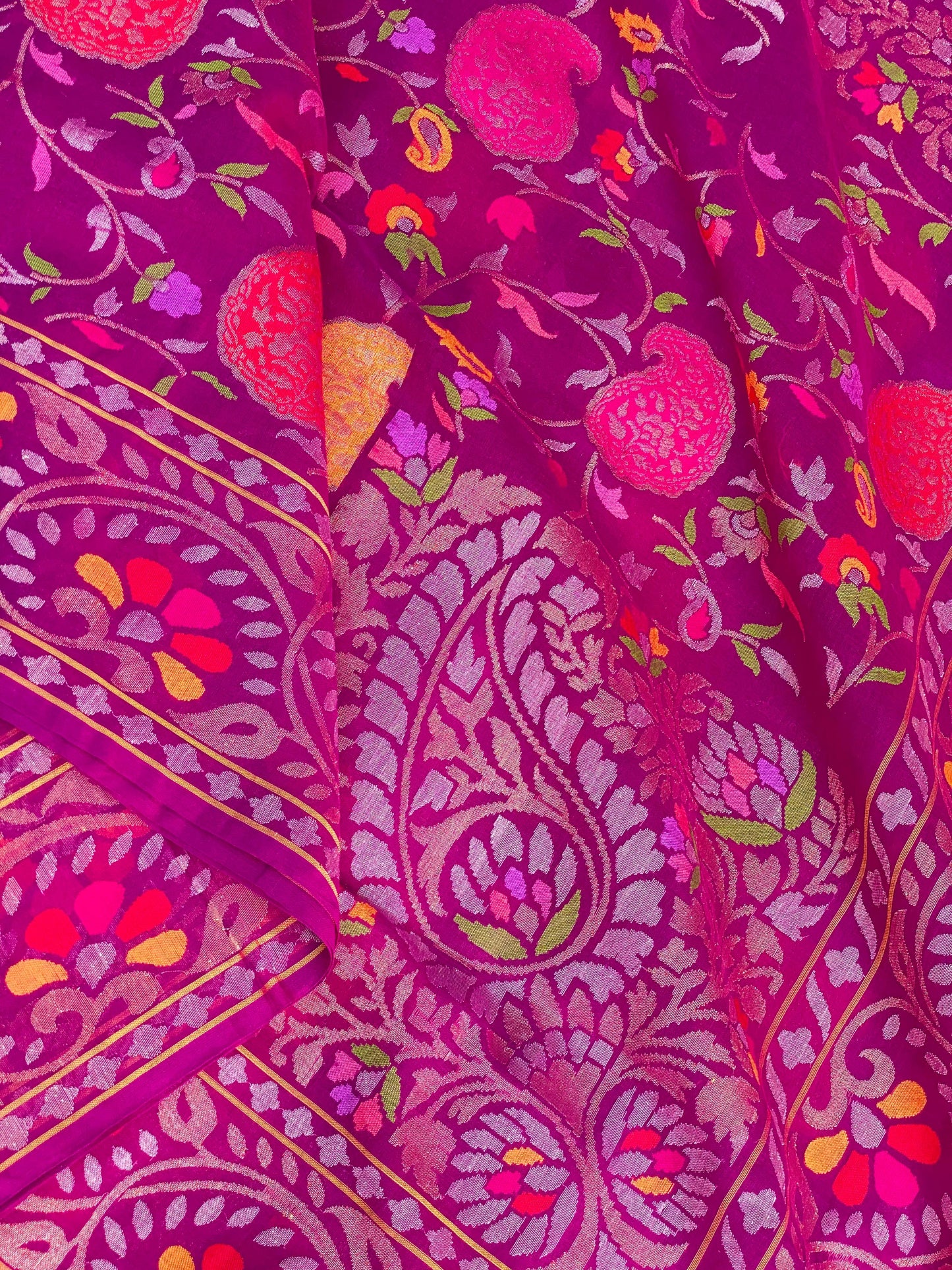 Pure Jamdani Handloom Saree Magenta (Jamdaniya)