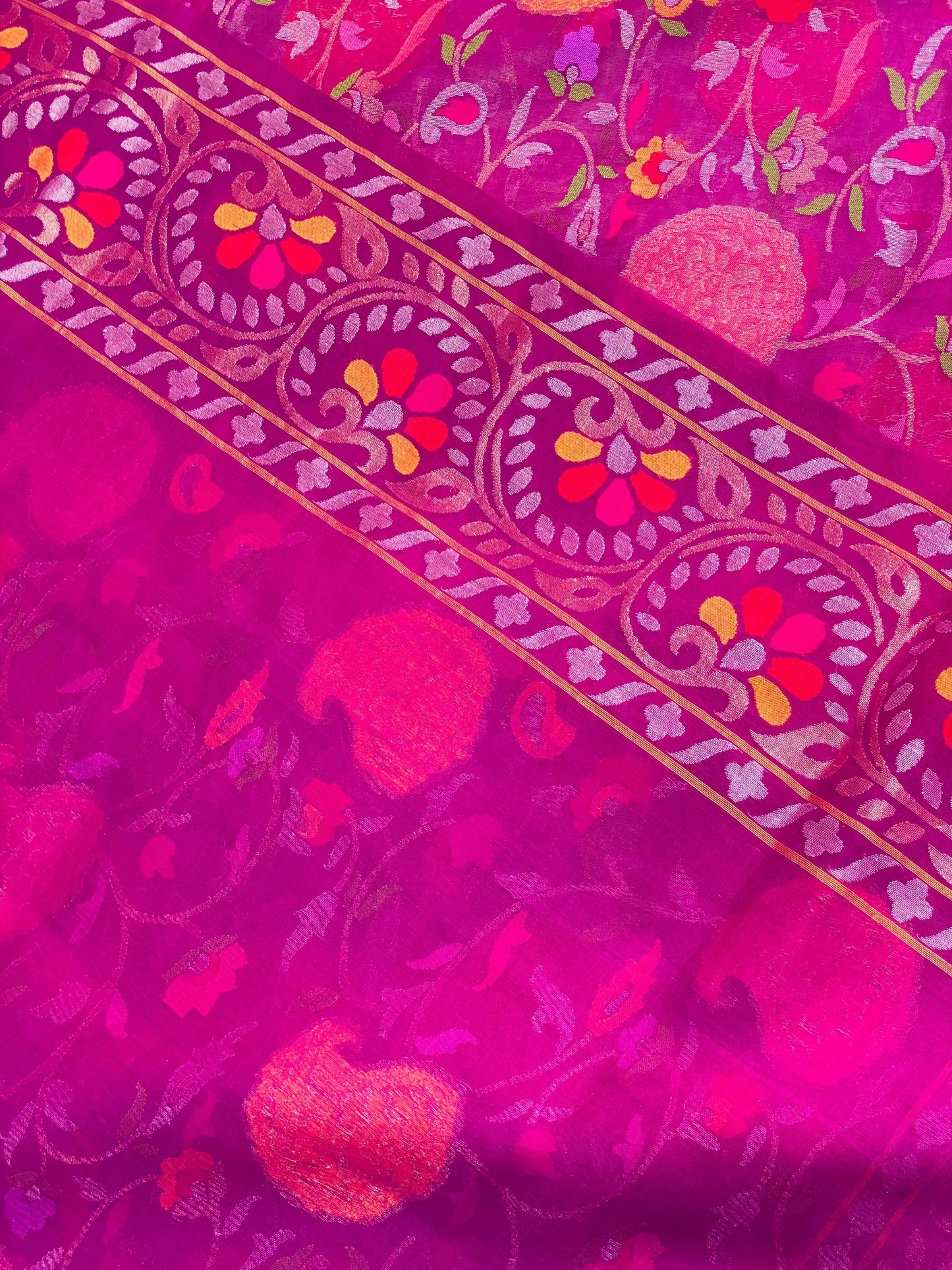 Pure Jamdani Handloom Saree Magenta (Jamdaniya)