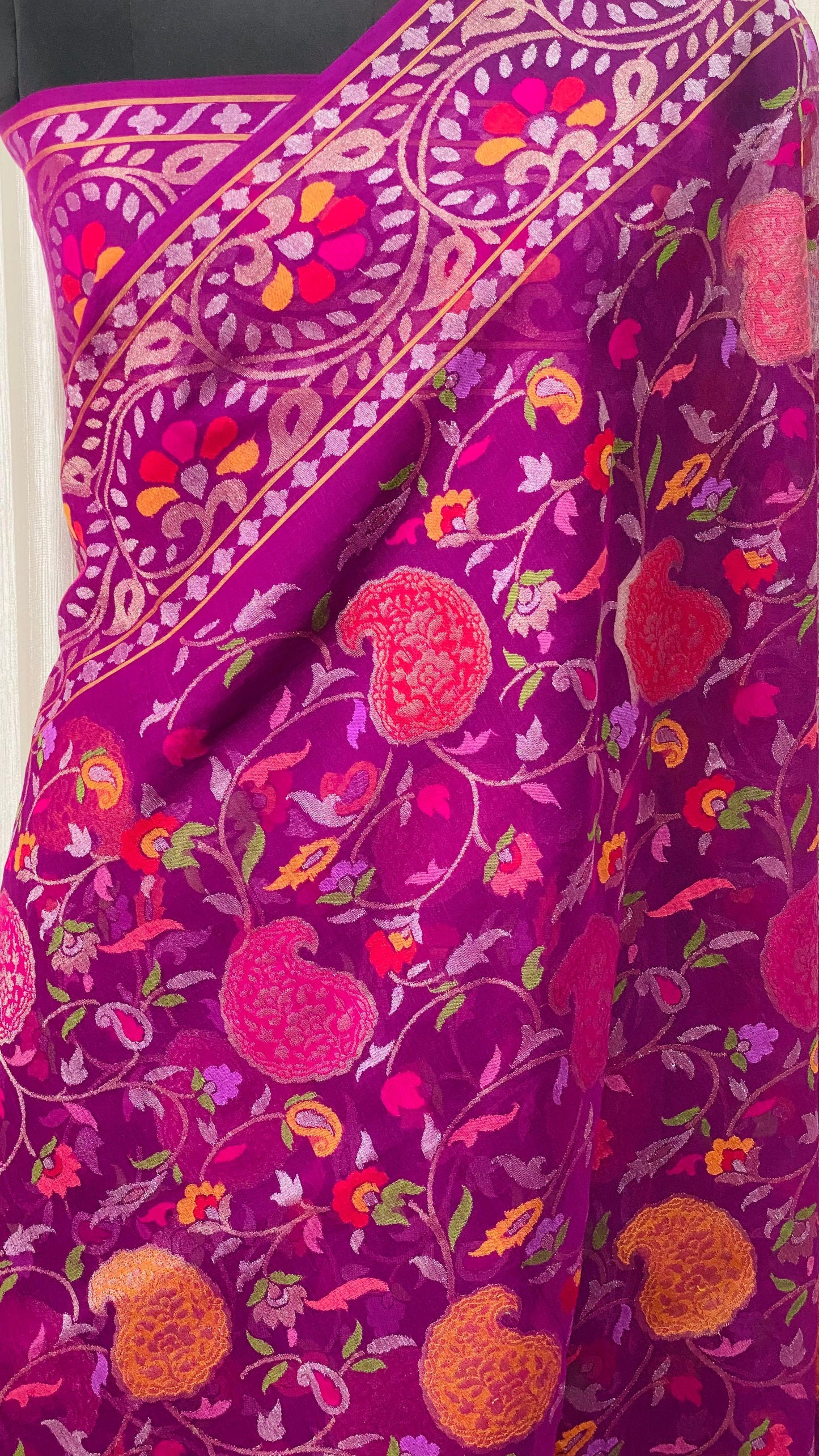 Pure Jamdani Handloom Saree Magenta (Jamdaniya)