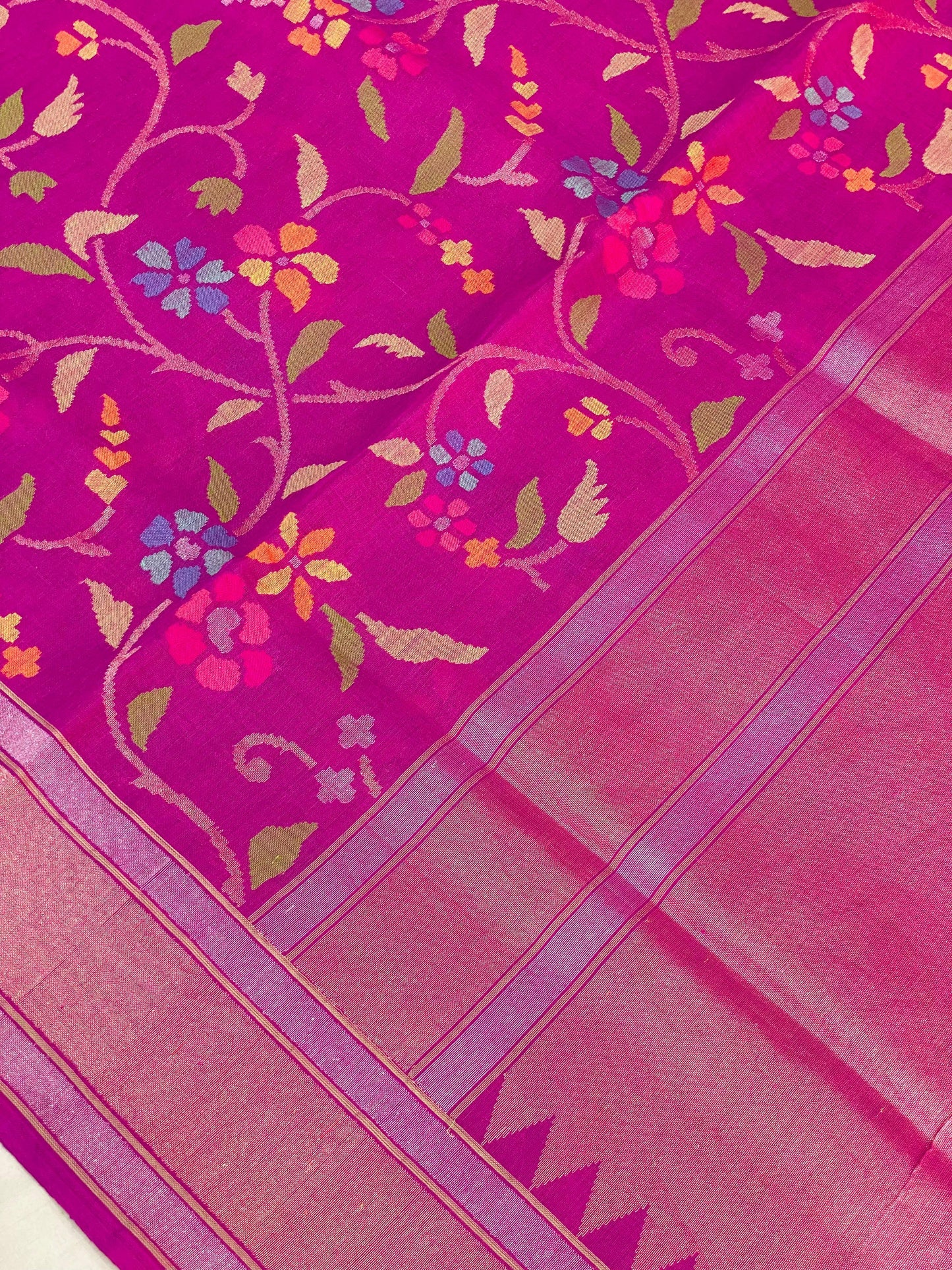 Pure Jamdani Handloom Saree Rani Pink (Jamdaniya)