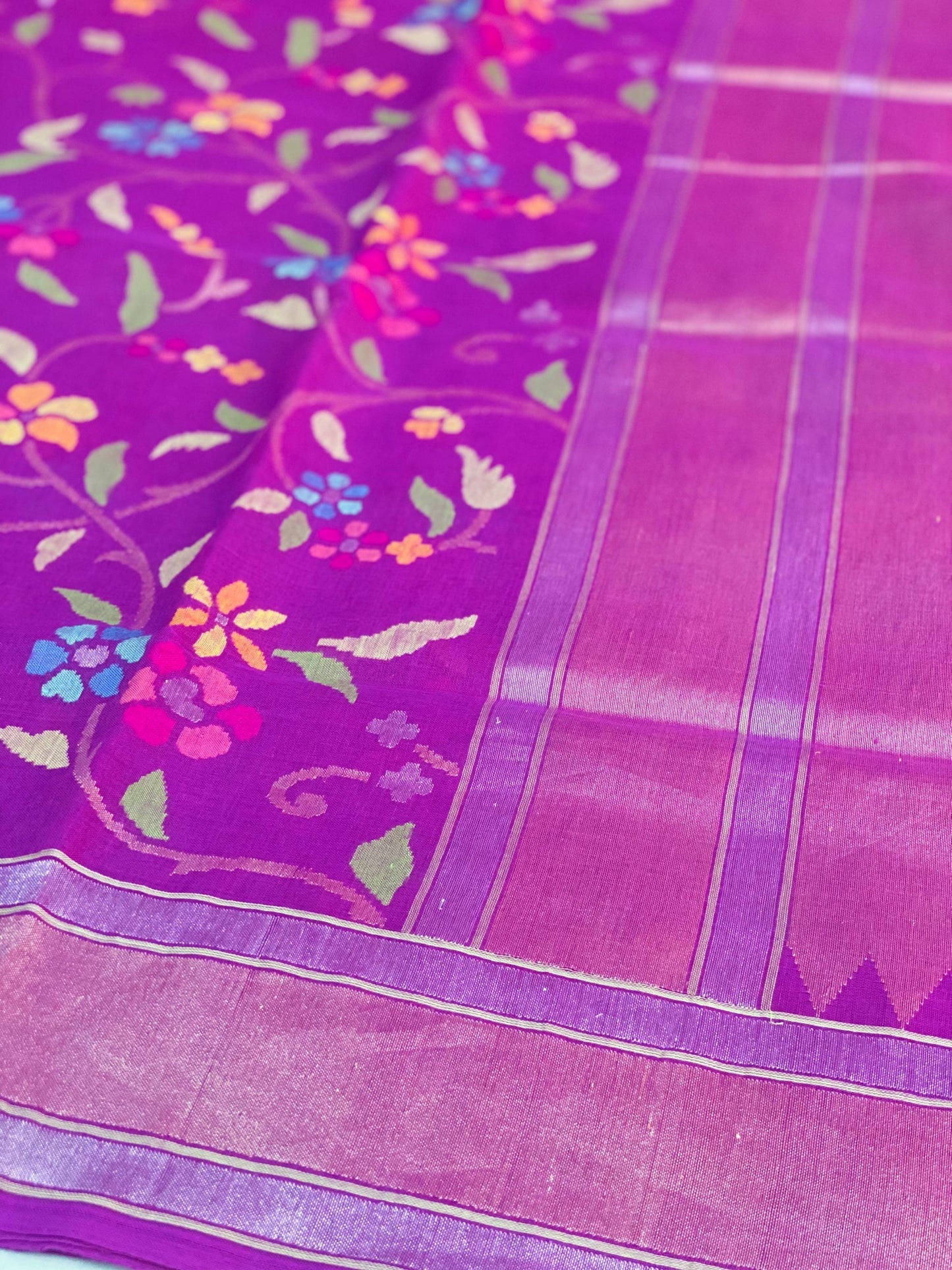 Pure Jamdani Handloom Saree Rani Pink (Jamdaniya)