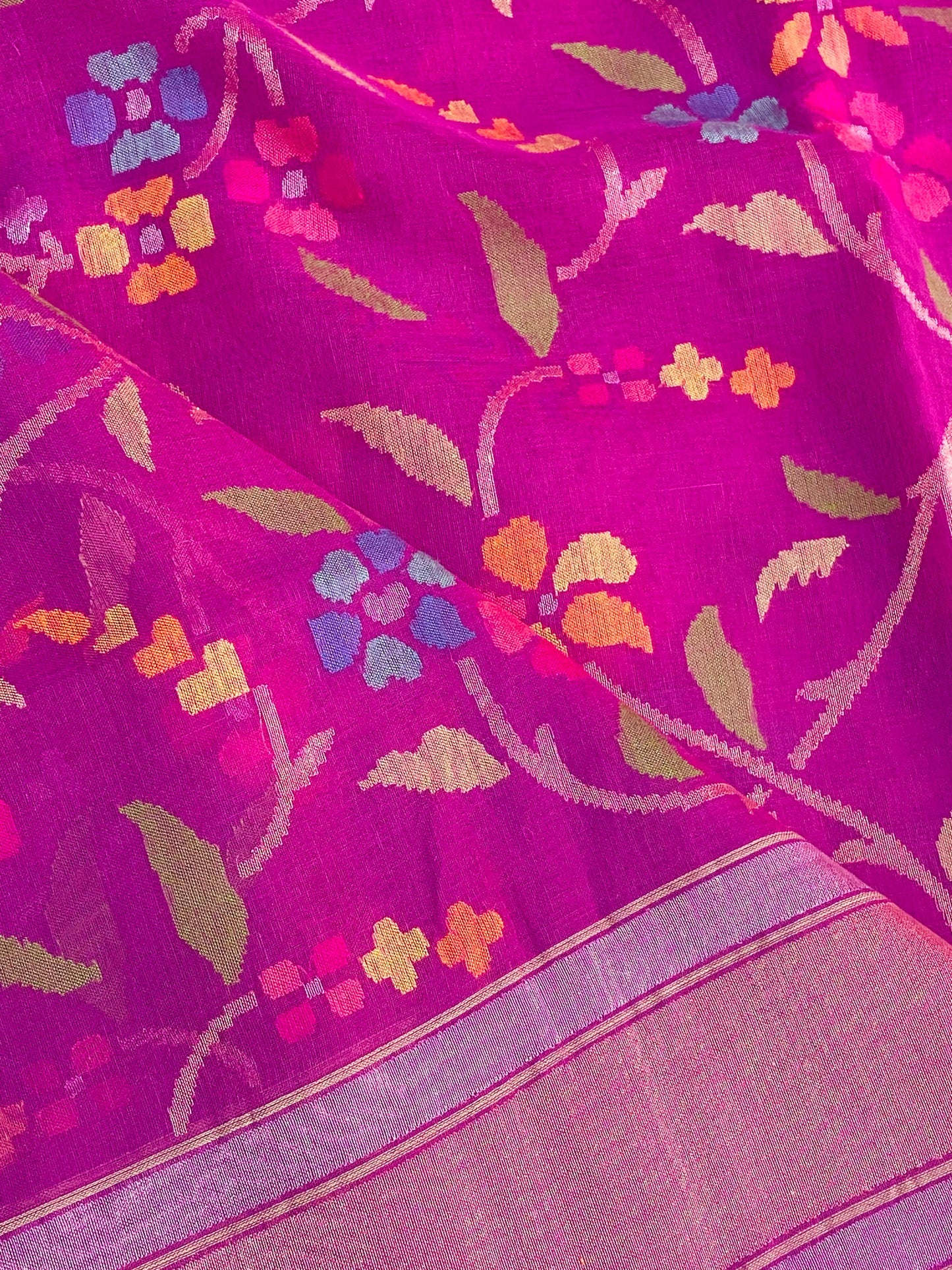 Pure Jamdani Handloom Saree Rani Pink (Jamdaniya)