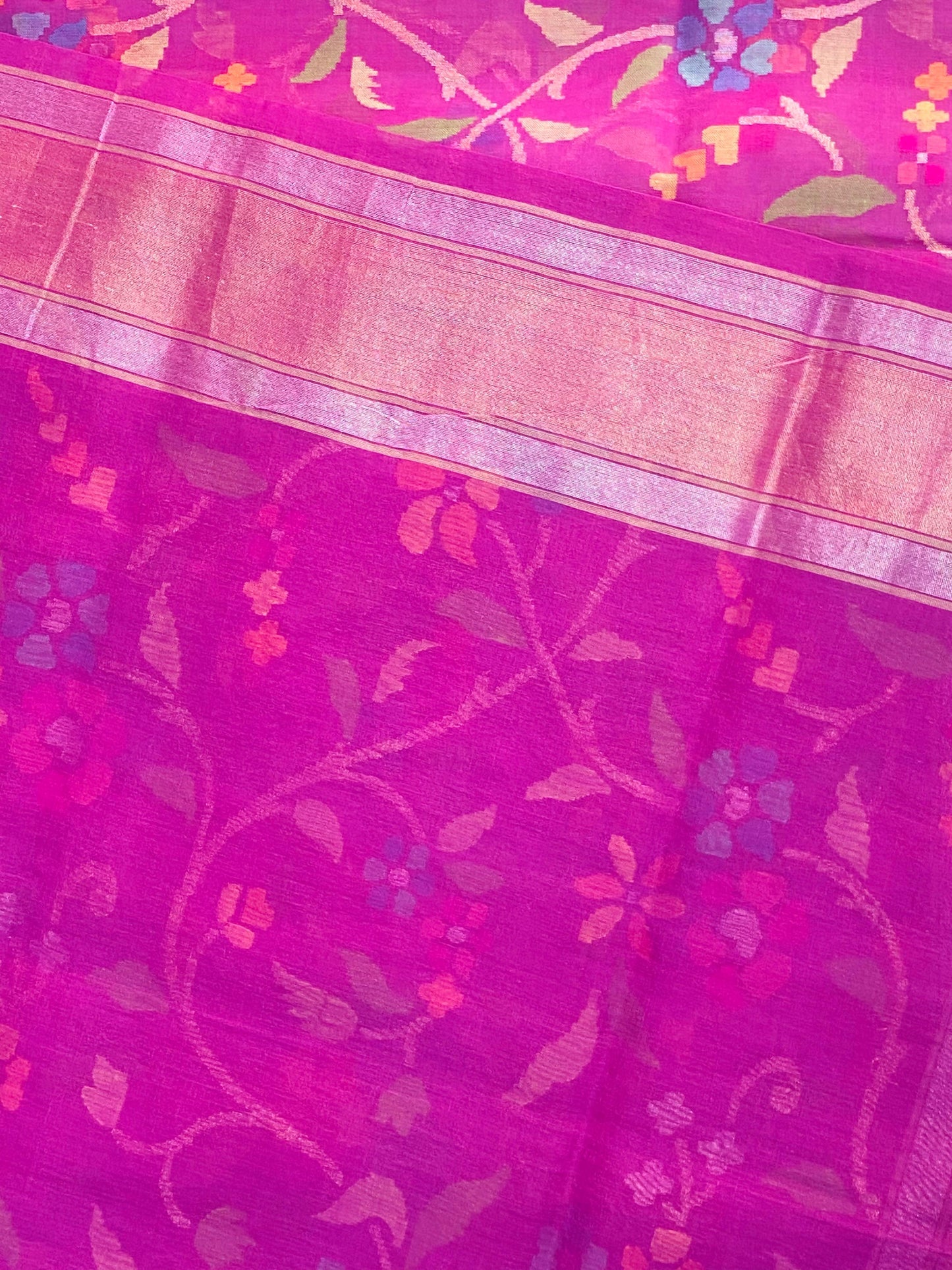 Pure Jamdani Handloom Saree Rani Pink (Jamdaniya)