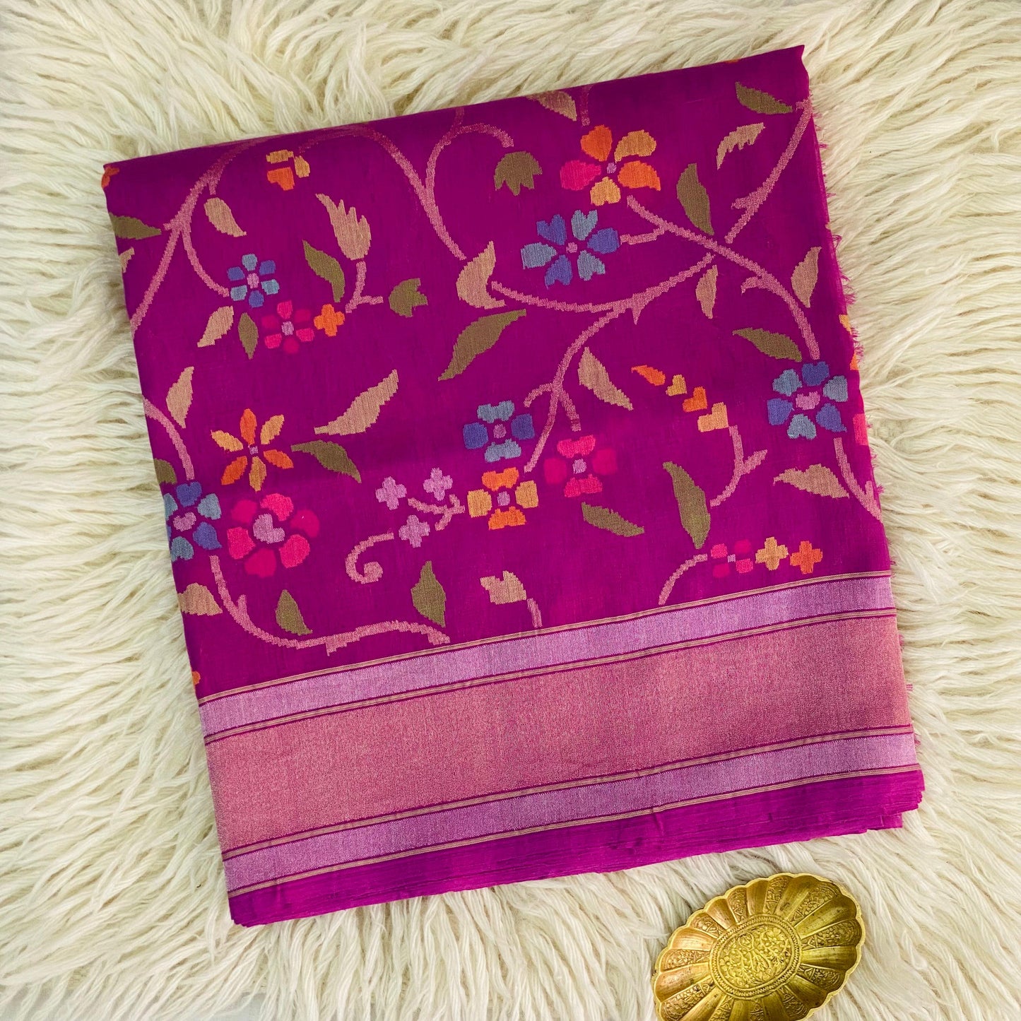 Pure Jamdani Handloom Saree Rani Pink (Jamdaniya)