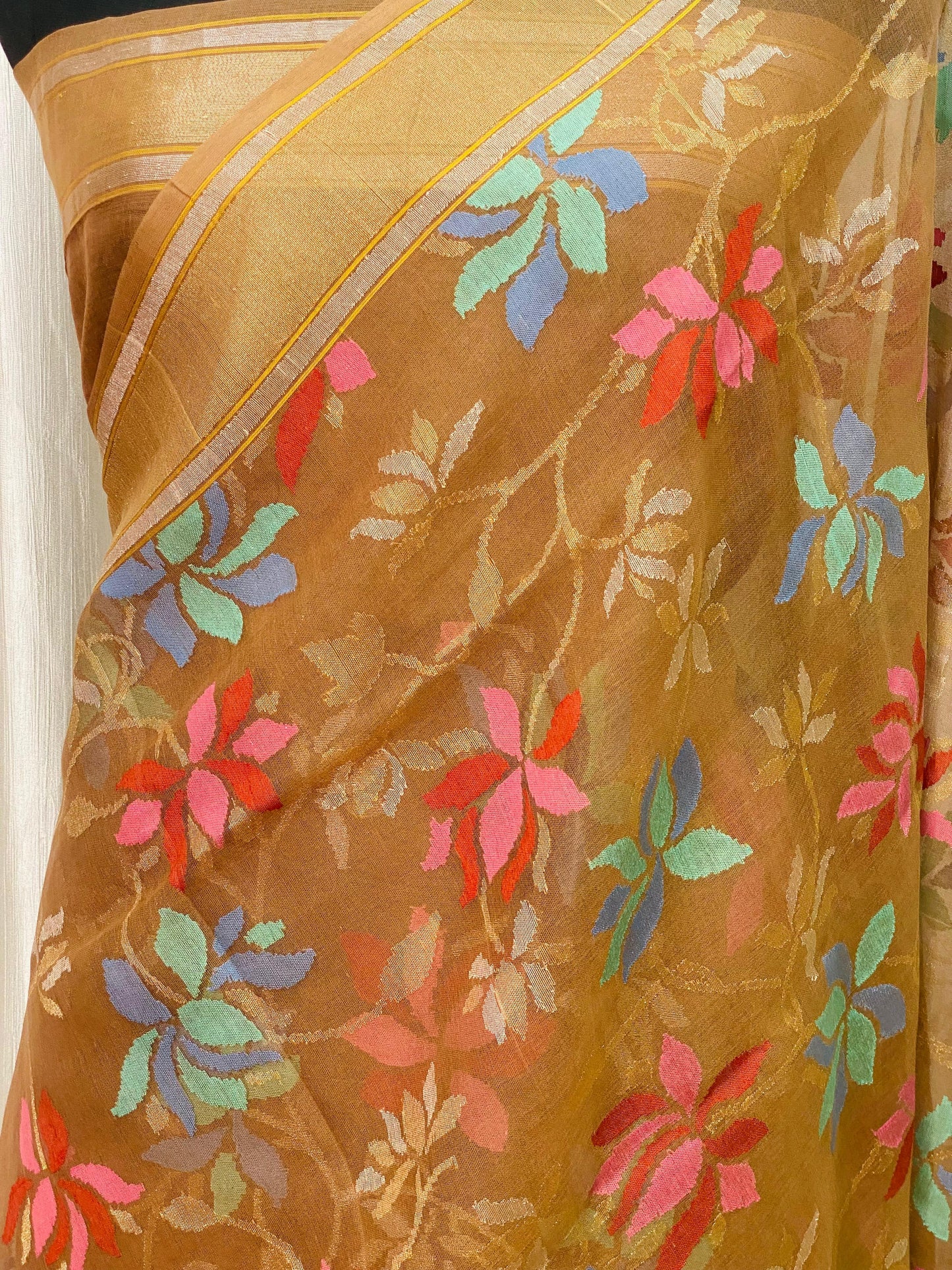 Pure Jamdani Handloom Saree Earthy Copper (Jamdaniya)