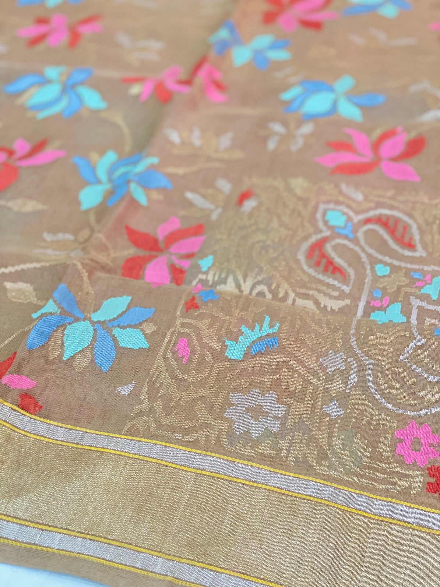 Pure Jamdani Handloom Saree Earthy Copper (Jamdaniya)