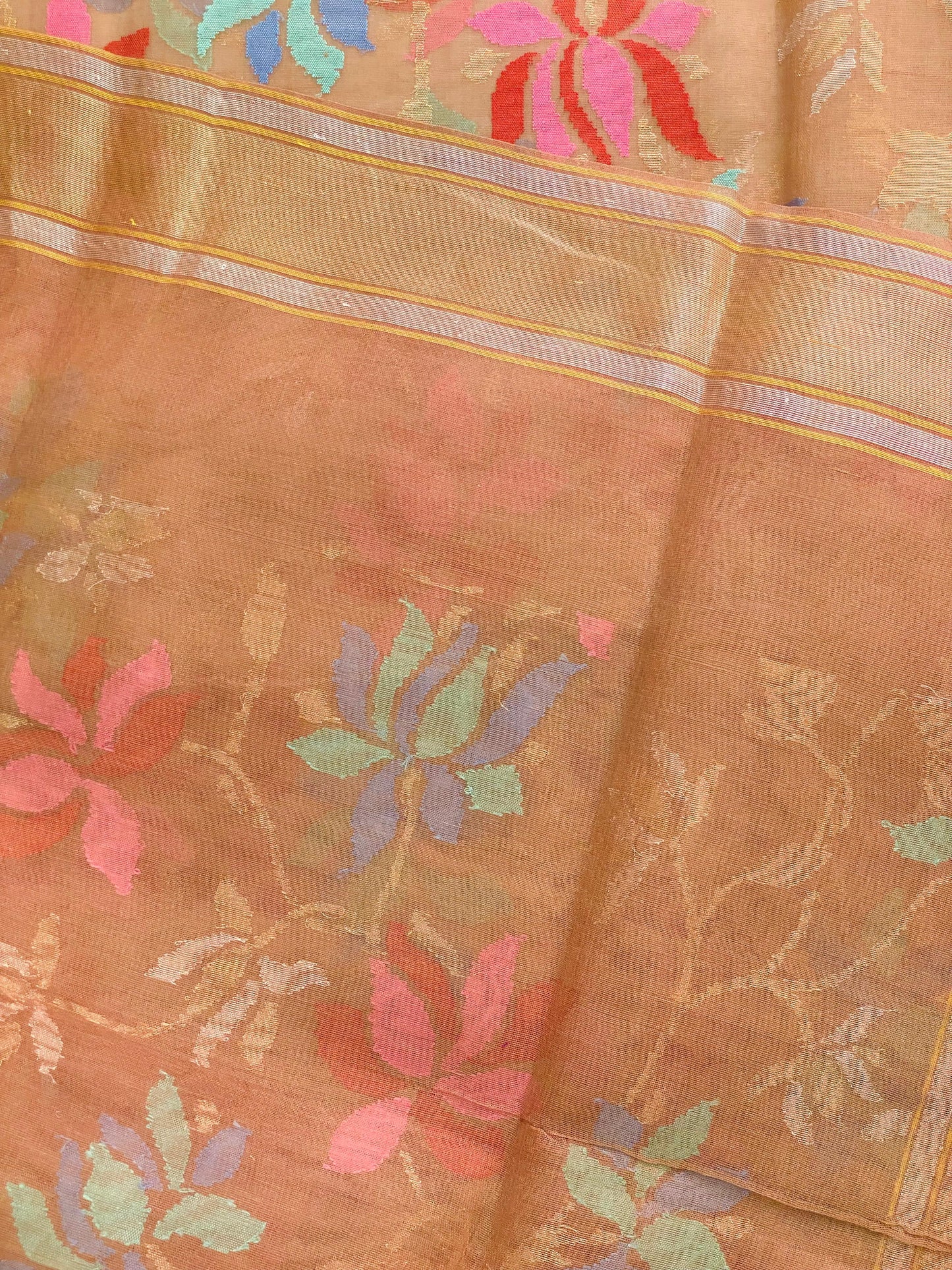 Pure Jamdani Handloom Saree Earthy Copper (Jamdaniya)