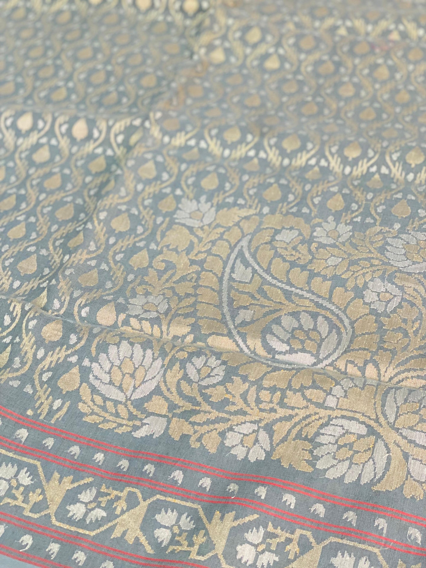 Pure Jamdani Handloom Saree Denim Blue (Jamdaniya)
