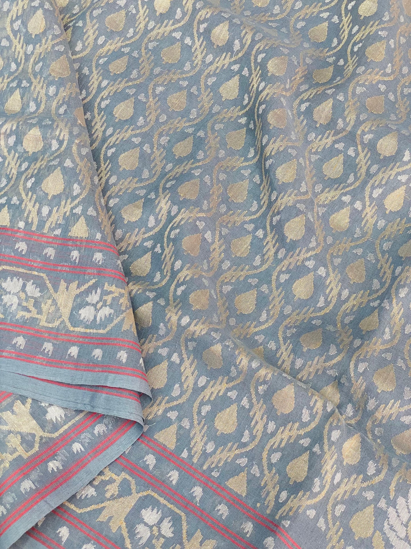 Pure Jamdani Handloom Saree Denim Blue (Jamdaniya)