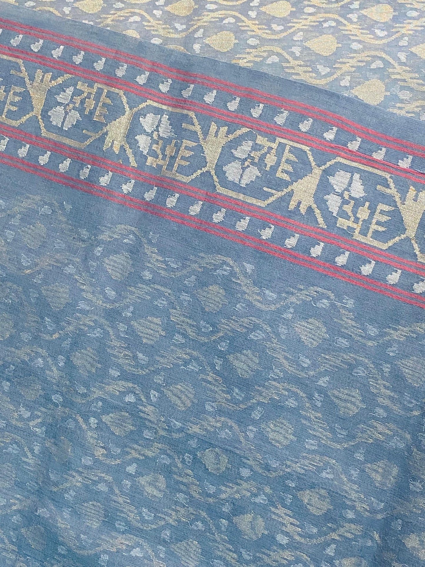 Pure Jamdani Handloom Saree Denim Blue (Jamdaniya)