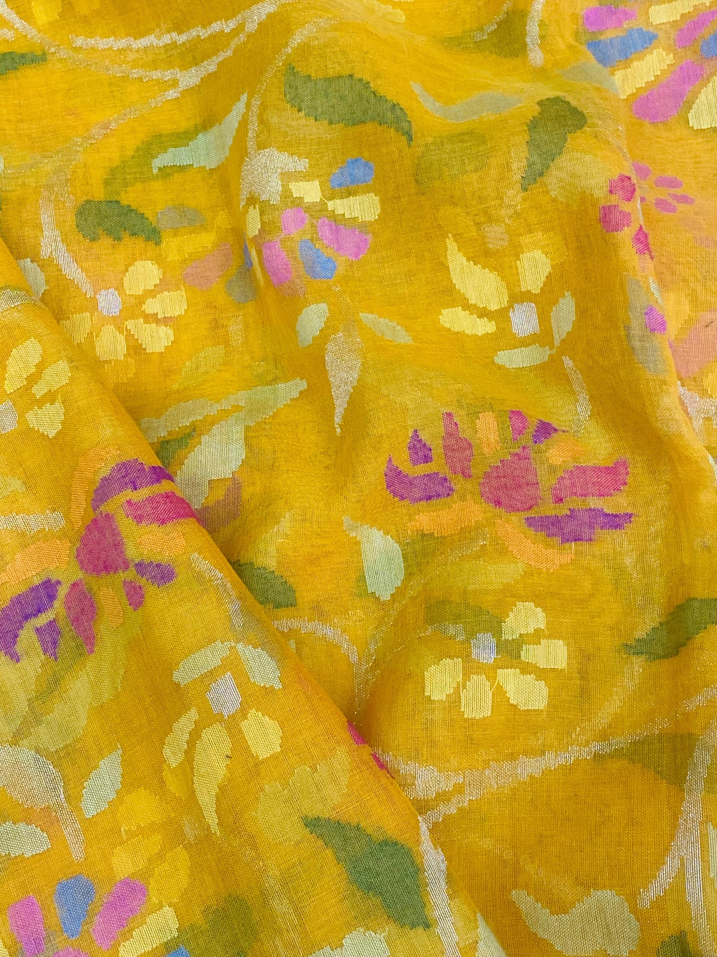 Pure Jamdani Handloom Saree Yellow (Jamdaniya)