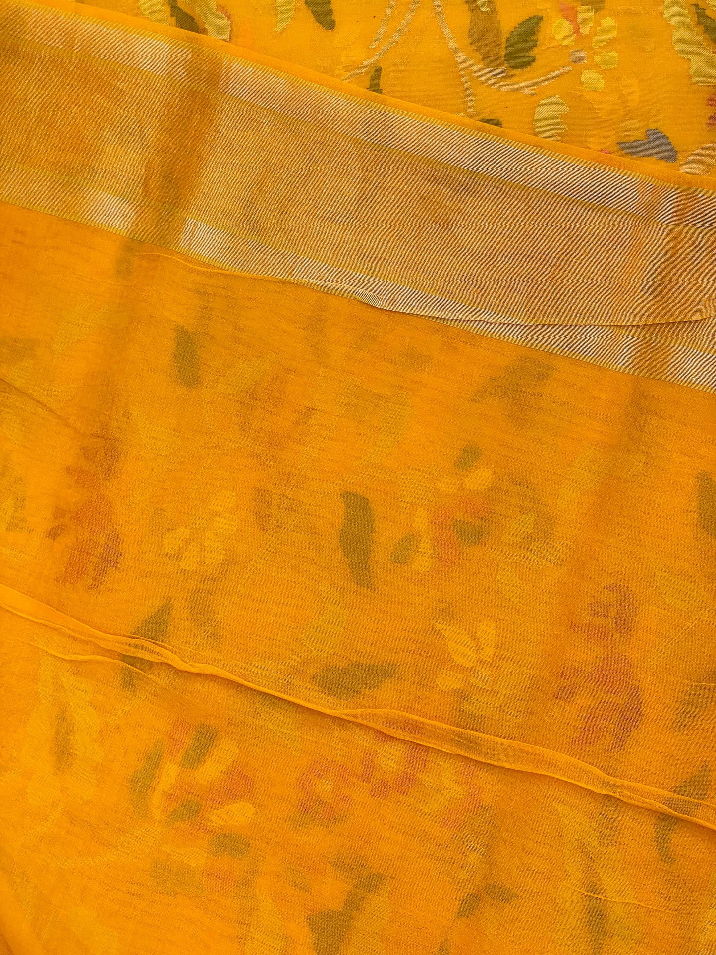 Pure Jamdani Handloom Saree Yellow (Jamdaniya)