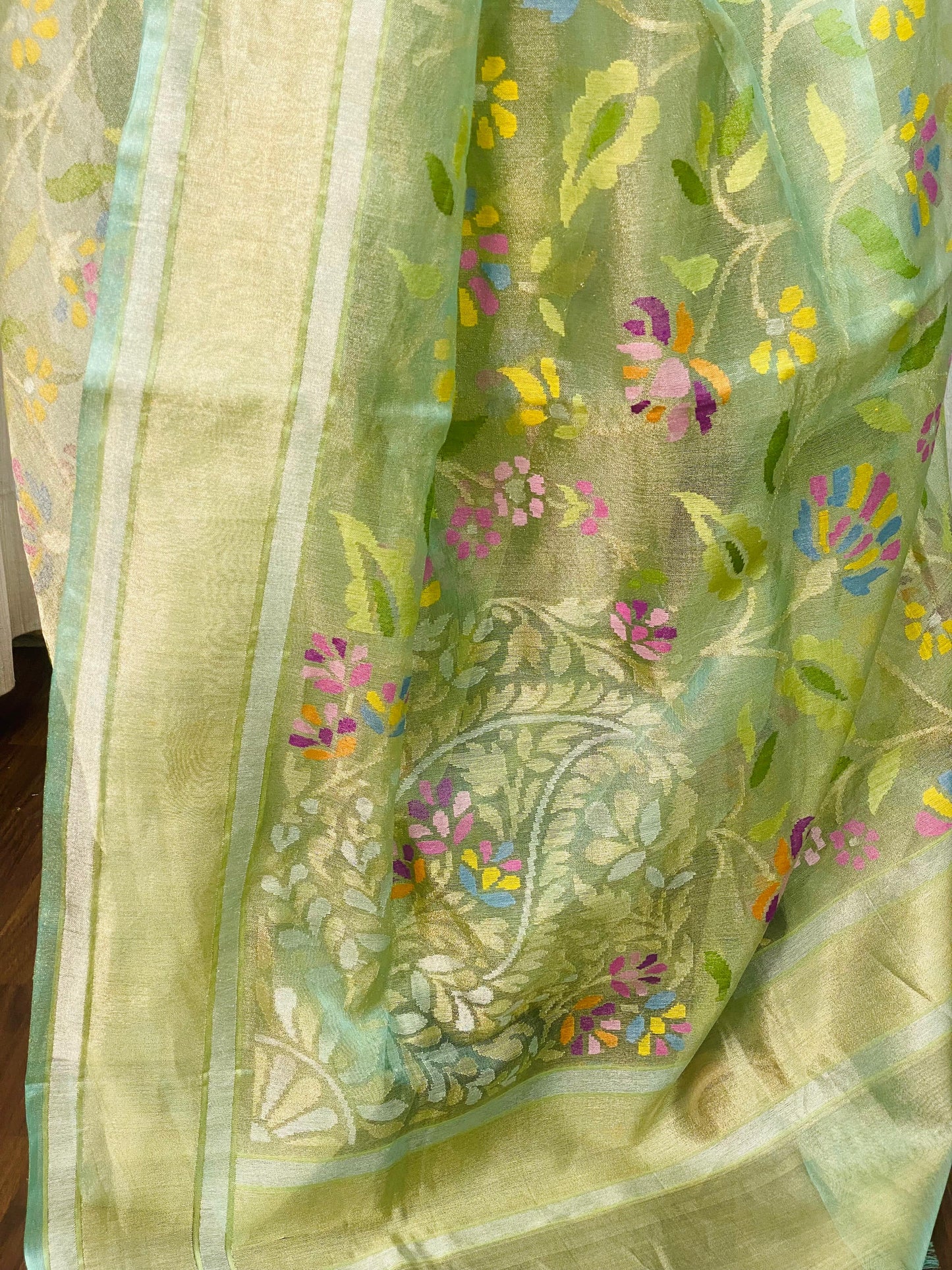 Pure Jamdani Handloom Saree Mint Green (Jamdaniya)