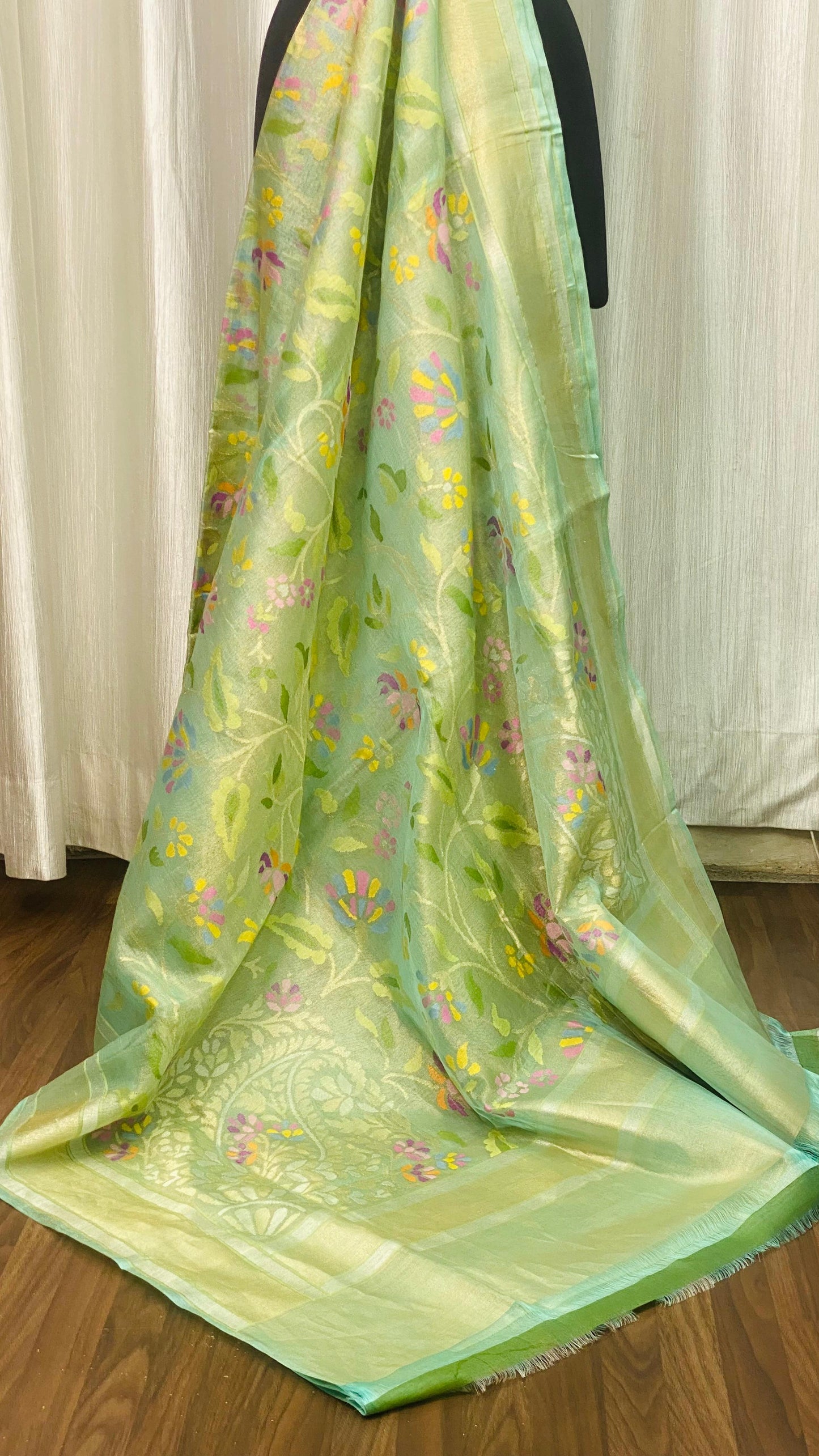 Pure Jamdani Handloom Saree Mint Green (Jamdaniya)